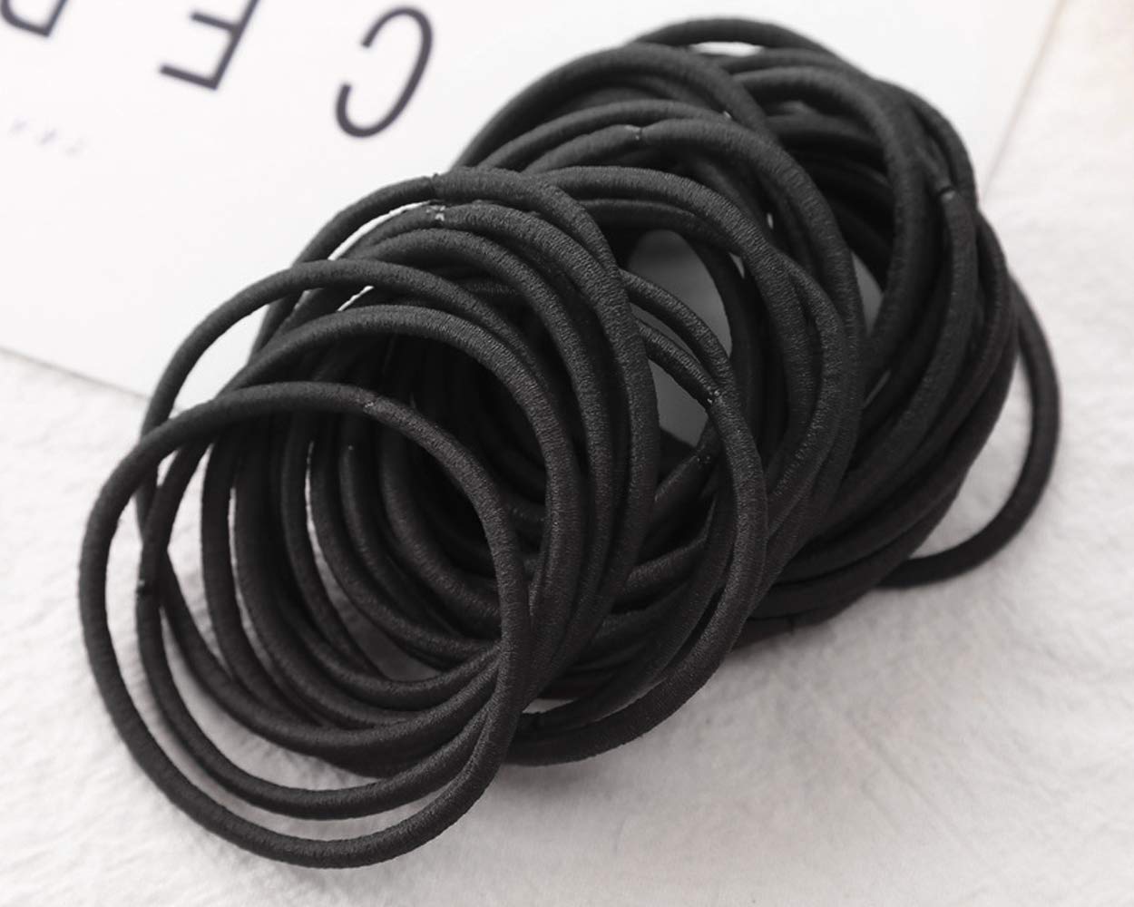 DS. DISTINCTIVE STYLE 50-Pack Black Hair Ties - 2.5mm Elastic Hair Bands for Women, Ponytail Holders, No-Slip Hair Rubber Bands - Perfect for Workouts, Office, School & Everyday Use