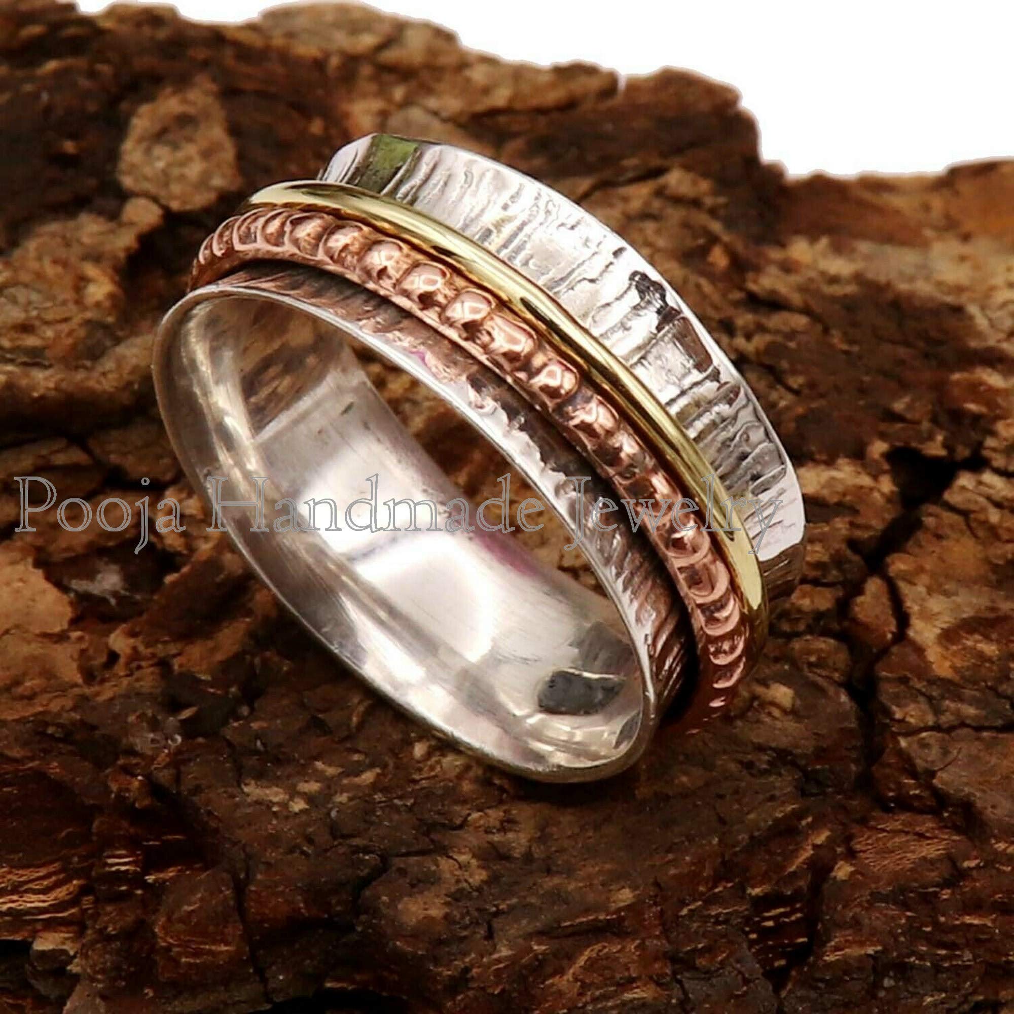 Spinner Ring for Women - Handmade Silver Anxiety & Meditation Fidget Ring | Stress Relief, Focus Aid, Thumb Spinning Ring | Perfect Gift for Anxiety Relief & Mindfulness Practice