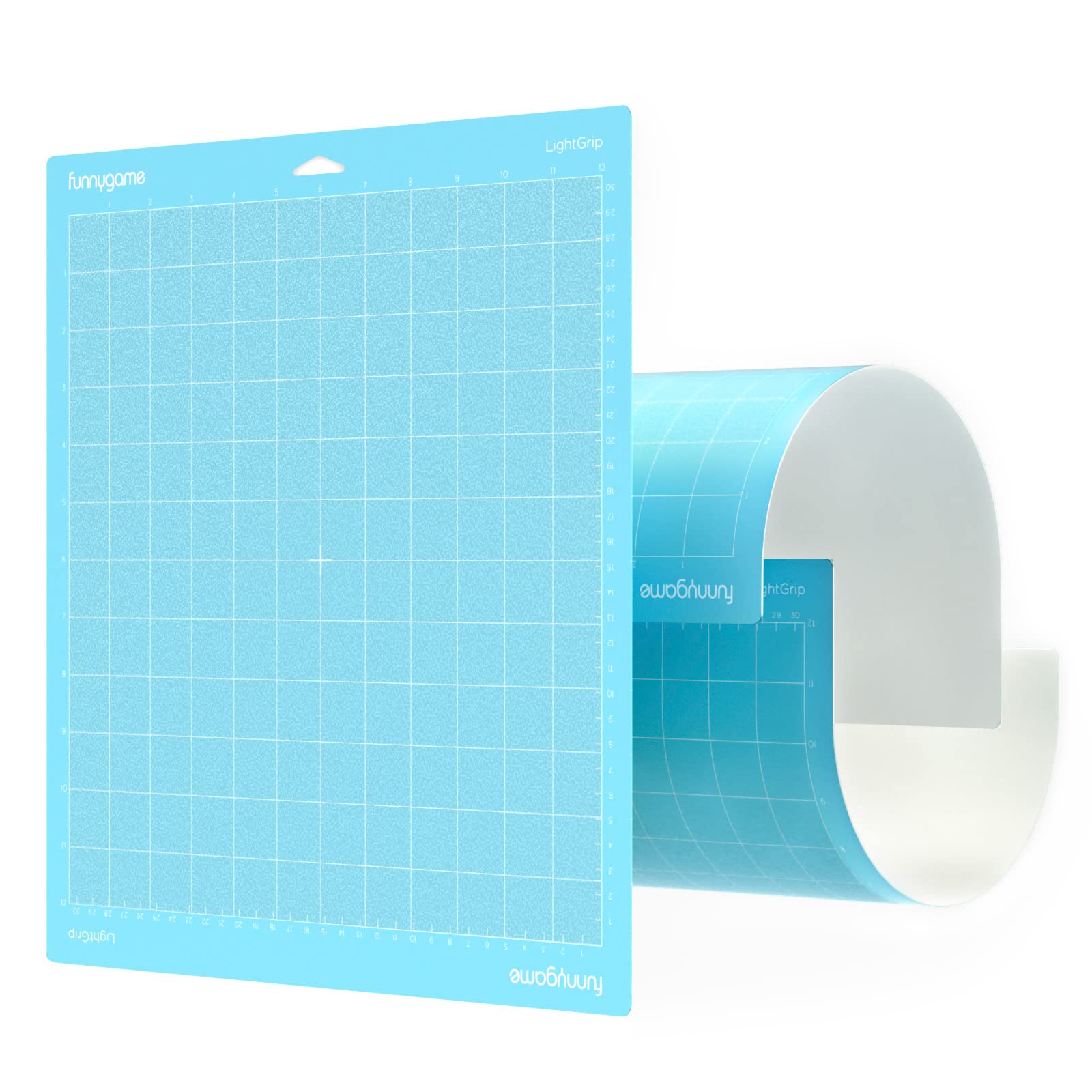 Funnygame Light Grip Cutting Mat 12x12 Inch - 3 Pack Blue Sticky Mats for Cricut Maker 3, Maker, Explore 3, Air 2, Air & One - Perfect for HTV, Cardstock, Paper, Adhesive Vinyl - Ideal for DIY Crafts, Scrapbooking & Vinyl Projects