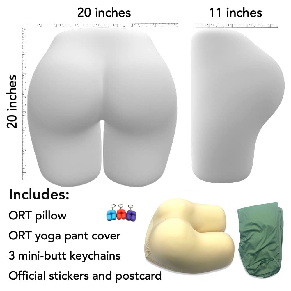 **Ergonomic Butt-Shaped Pillow for Back & Hip Support – Soft Natural Cotton Yoga Pant Cover – Stress & Anxiety Relief for Side, Back & Stomach Sleepers – Perfect for Yoga, Meditation & Relaxation**