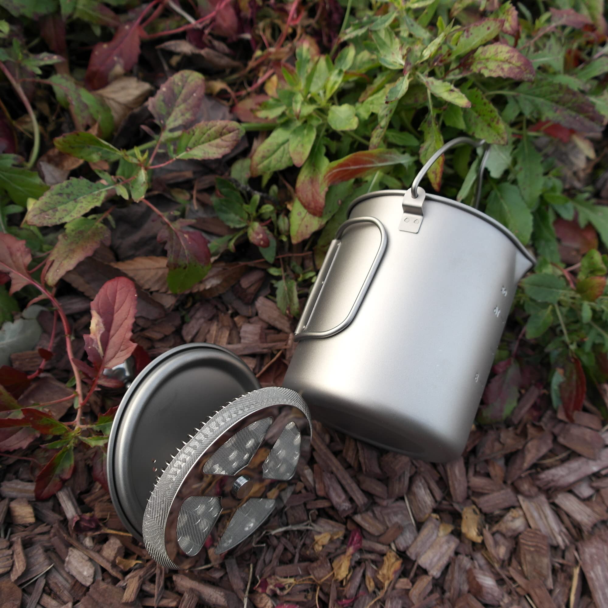 Titanium Camping Coffee Maker - Portable French Press, Coffee Pot & Tea Infuser - Lightweight Titanium Cup for Outdoor Adventures, Hiking & Backpacking Trips
