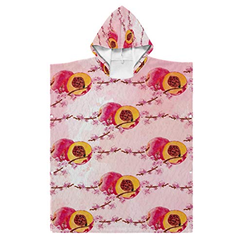 Watercolor Peach Hooded Beach Towel for Kids Ages 2-7 - Soft Toddler Bath Towel for Boys & Girls - Perfect for Swimming, Beach Trips & Birthday Gifts