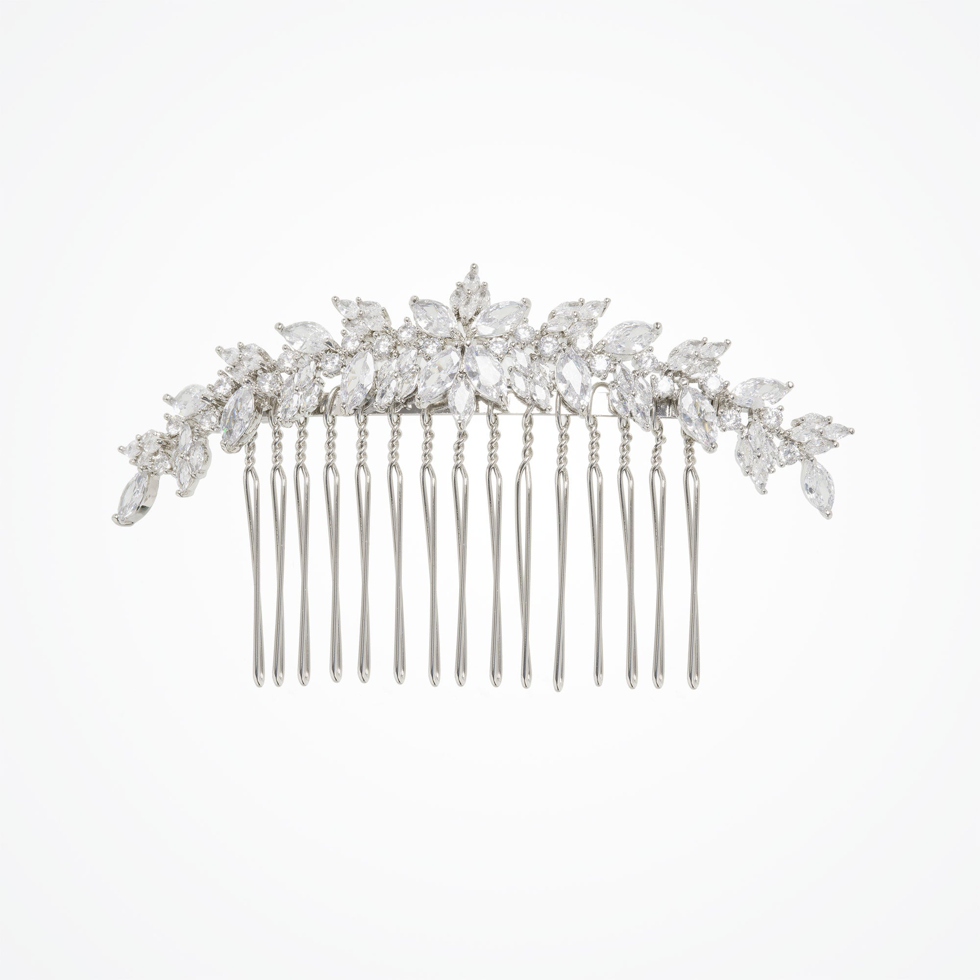 Elegant Crystal Leaf Hair Comb with Rhinestone Clusters - Perfect for Weddings, Prom, and Special Occasions