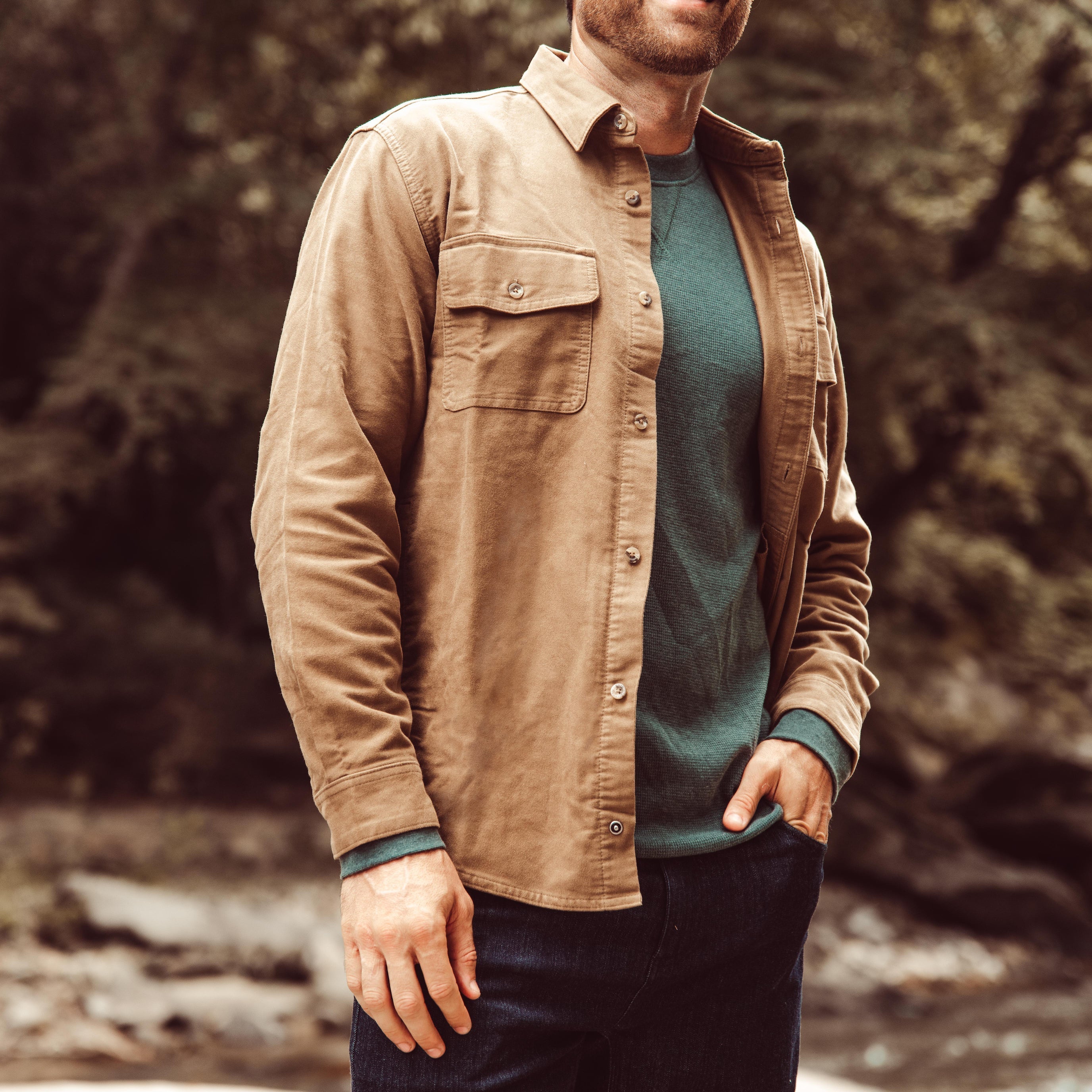 Premium Cotton Moleskin Shirt Jacket for Men - Soft & Durable Workwear - Ideal for Outdoor Activities, Casual Wear & Layering in Cool Weather