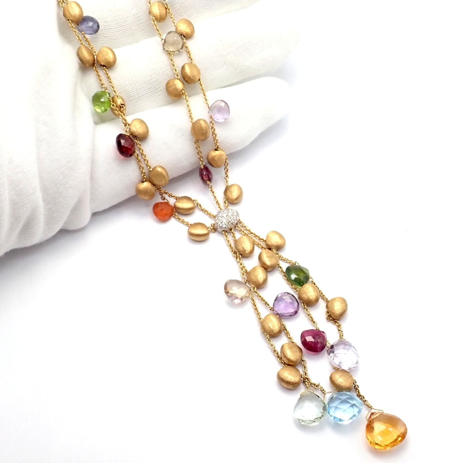 Authentic Marco Bicego 18k Yellow Gold Paradise Gemstone Diamond Necklace for Women - Elegant Jewelry Gift for Anniversary, Wedding & Special Occasions