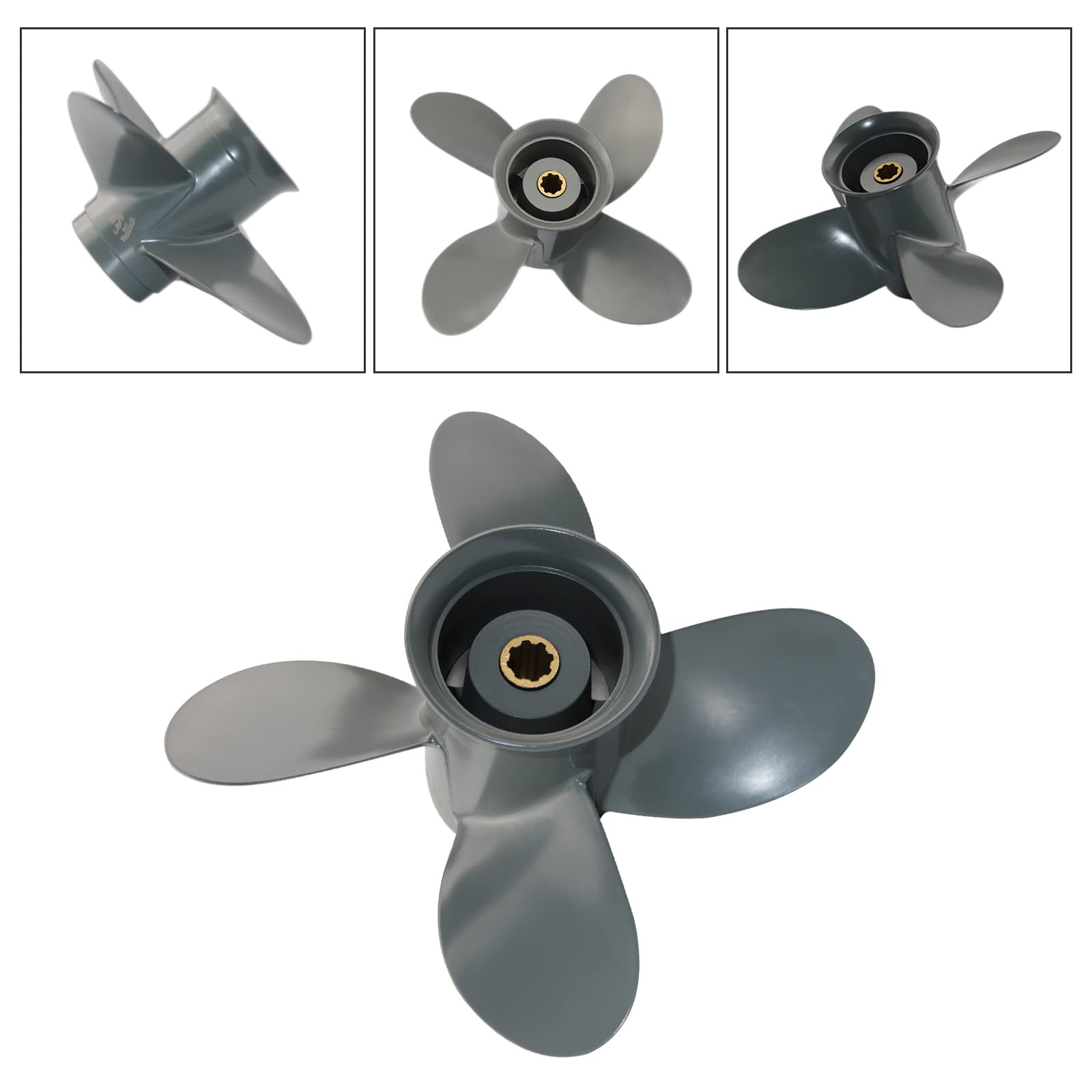 Jetman 4-Blade Aluminum Outboard Propeller for Honda 8HP/9.9HP/15HP/20HP Engines - 8 Spline Tooth RH Boat Accessories - Perfect for Fishing, Boating & Marine Activities