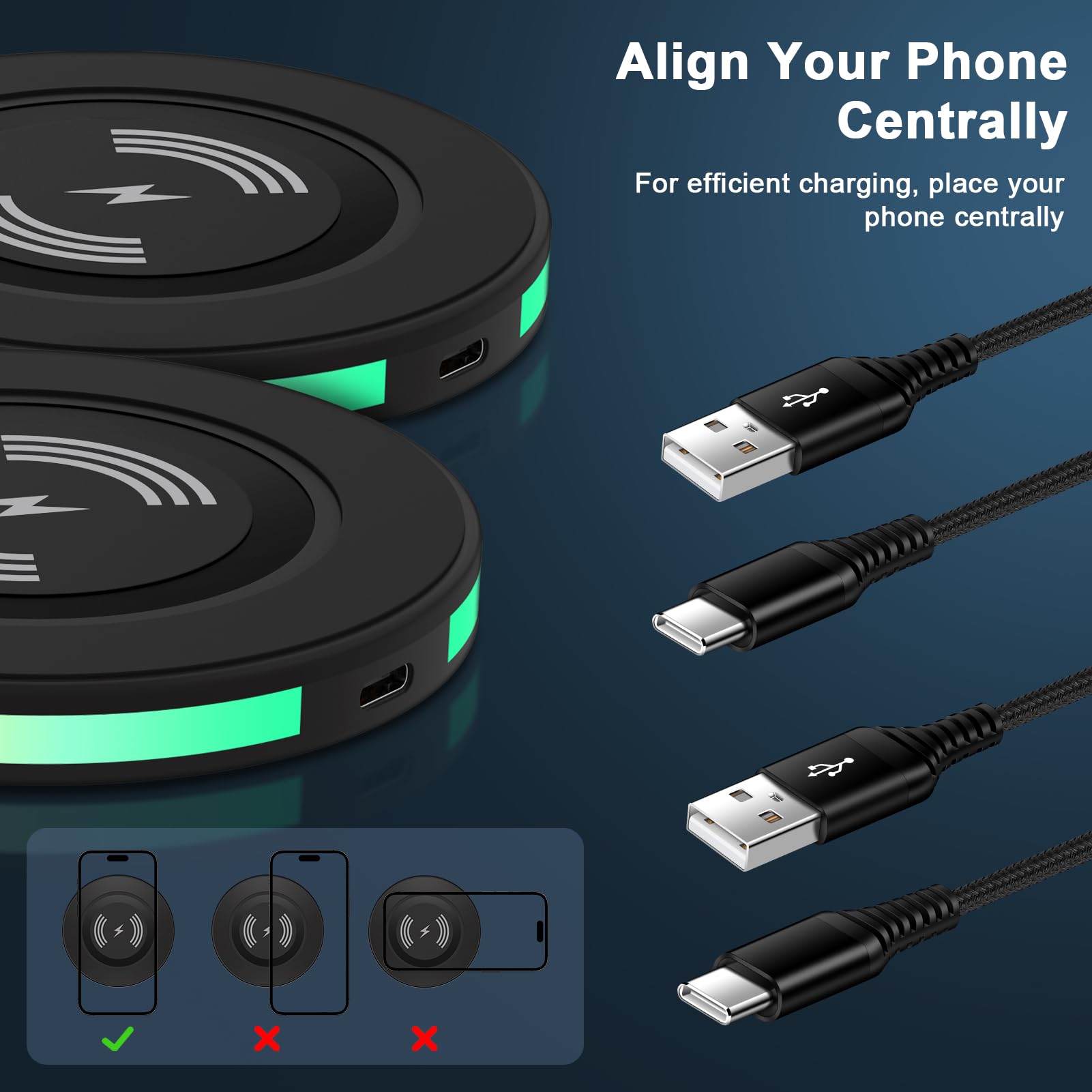 Samsung Galaxy S24 S23 Ultra Wireless Charger - 15W Fast Charging Pad Compatible with iPhone 15/14/13/12/11, Google Pixel 8/7/6/5 - Qi-Certified Charging Station for Bedside, Office & Car Use