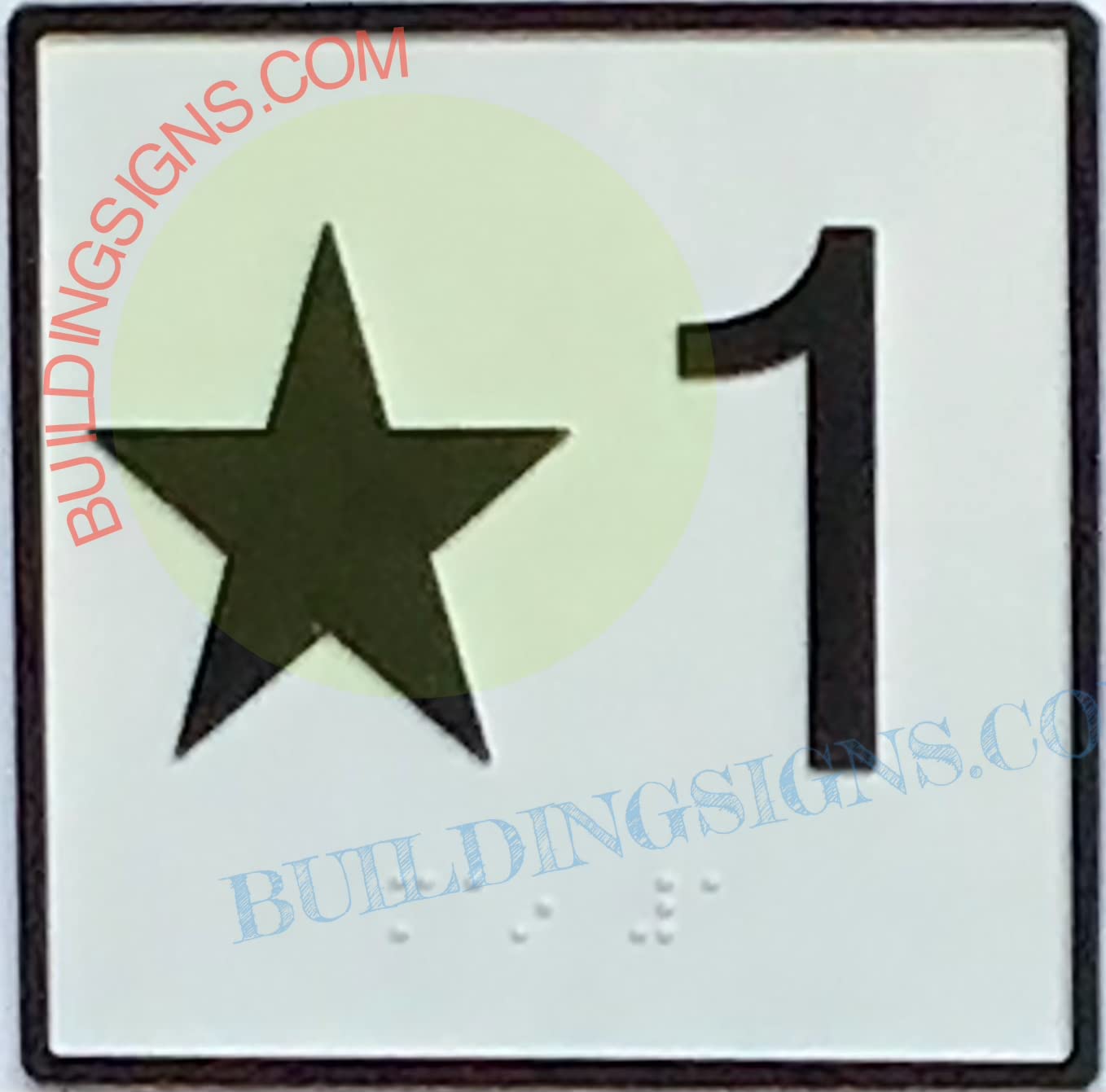 Cast Iron Elevator Floor Number Star 1 Sign - 4x4 Inch White Background Jamb Plate for Elevators - Perfect for Office Buildings, Hotels & Apartment Floor Marking - The Iron Line