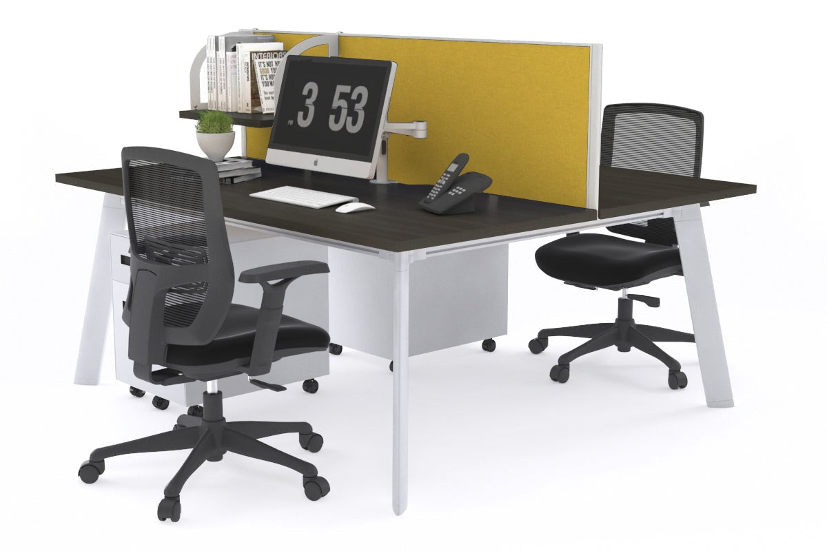 2 Person Workstation with White Frame - 1400L x 700W - Ideal for Office, Home Office & Collaborative Workspaces