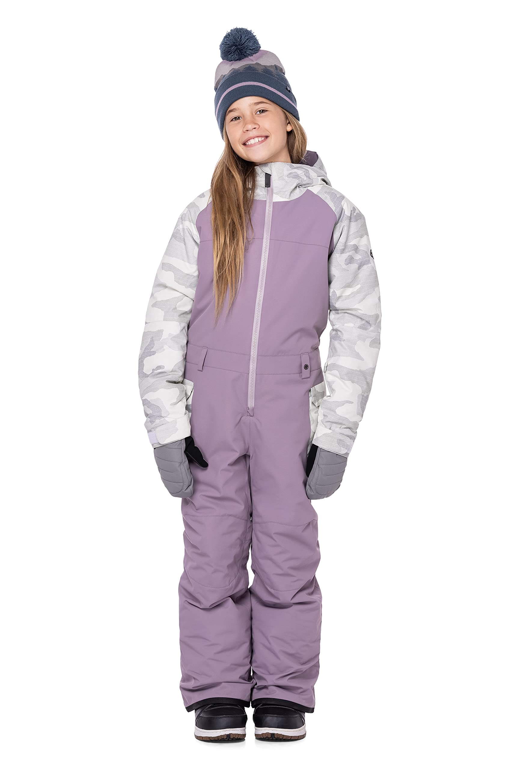 686 Girl's Shine Insulated One-Piece Snowsuit - Waterproof Winter Jacket & Pants with Helmet-Compatible Hood & Boot Gaiters - Warm Snow Gear for Kids - Perfect for Skiing, Snowboarding & Outdoor Winter Play