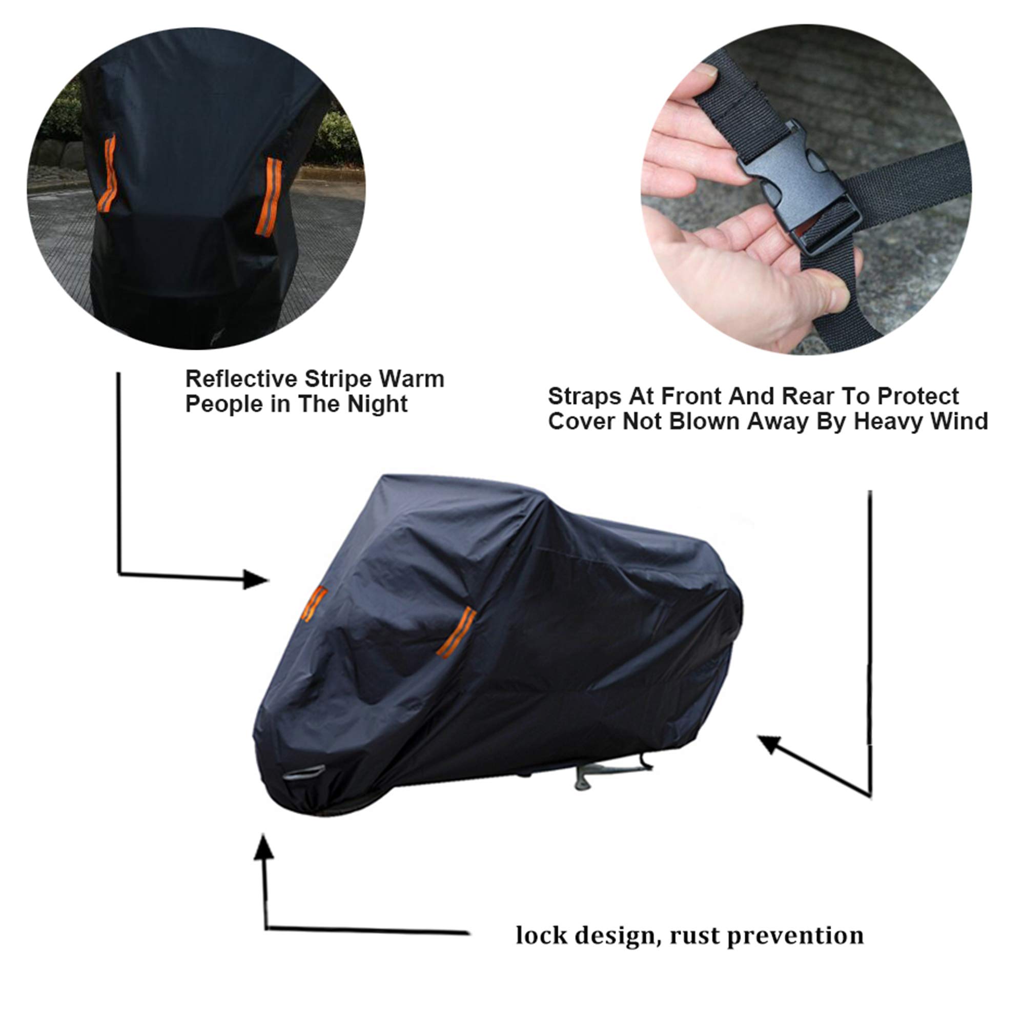 SEAZEN 5-Layer Waterproof Motorcycle Cover - Dustproof, UV Protection for Bikes up to 96