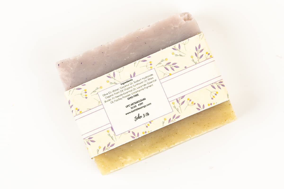 Natural Evergreen & Lavender Handmade Soap Bar - Organic, Vegan, Moisturizing for Dry Skin - Perfect for Relaxation, Spa, and Gift Giving
