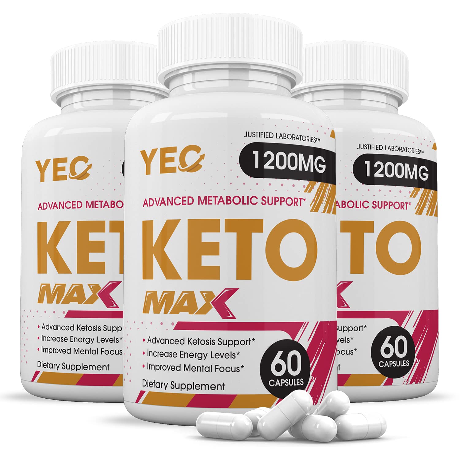 YEC Keto Max 1200MG Pills (3 Pack) - Apple Cider Vinegar & goBHB Ketones Supplement for Ketosis Support - 180 Capsules for Men & Women | Weight Loss, Energy Boost & Keto Diet Support