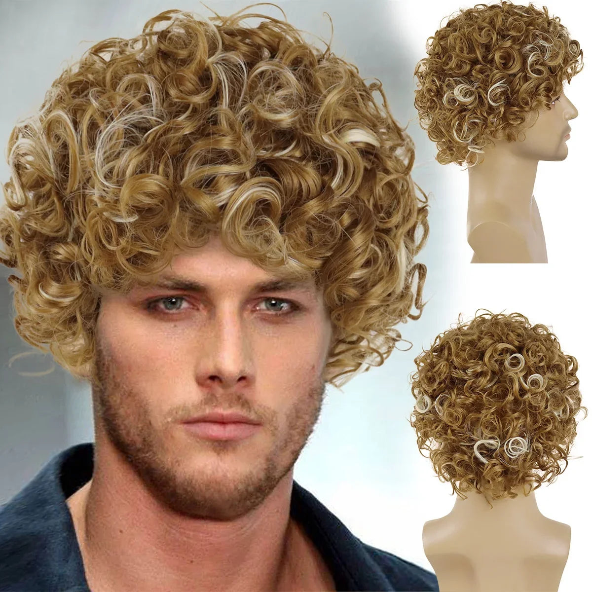 Men's Afro Wigs - Synthetic Curly Hair Wig with Big Volume for Halloween Costume, Cosplay, Bob Bombshell Hairstyle | Perfect for Parties, Themed Events & Costume Performances