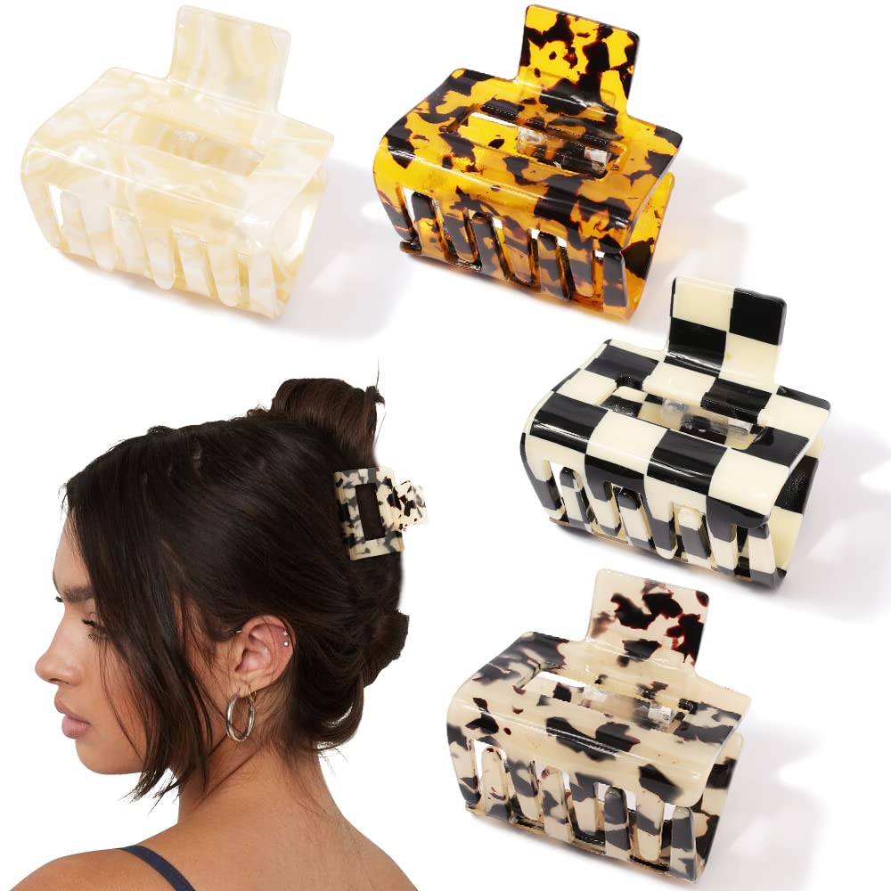 4 Pack Tortoise Claw Hair Clips - 2 Inch Small to Medium Hair Clips for Thin to Thick Hair, Cute Hair Accessories for Women, Perfect for School, Work, and Everyday Styling