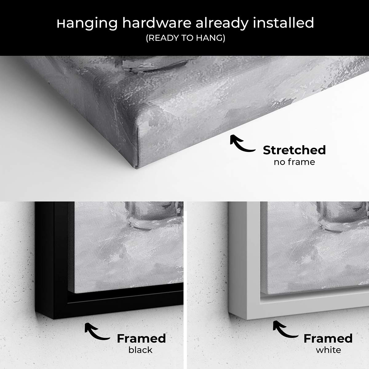 Grey Abstract Roses Wall Art Canvas Print - Modern Home Decor for Living Room, Bedroom & Office - 4091