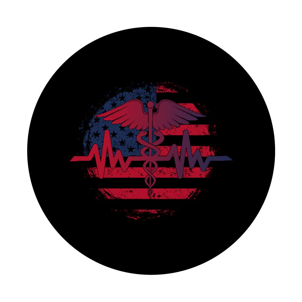 USA Flag Thin Red Line Nursing PopSockets PopGrip - Swappable Phone & Tablet Grip for Nurses, Medical Professionals | Perfect for Hospitals, Clinics & Healthcare Workers