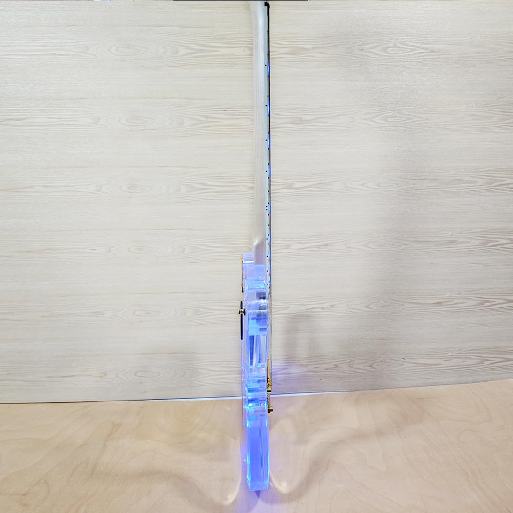 Transparent Acrylic Body LED Light Electric Guitar with Maple Neck - Crystal Clear Sweet Tone for Stage Performance & Home Practice (Kit-LED-SG)