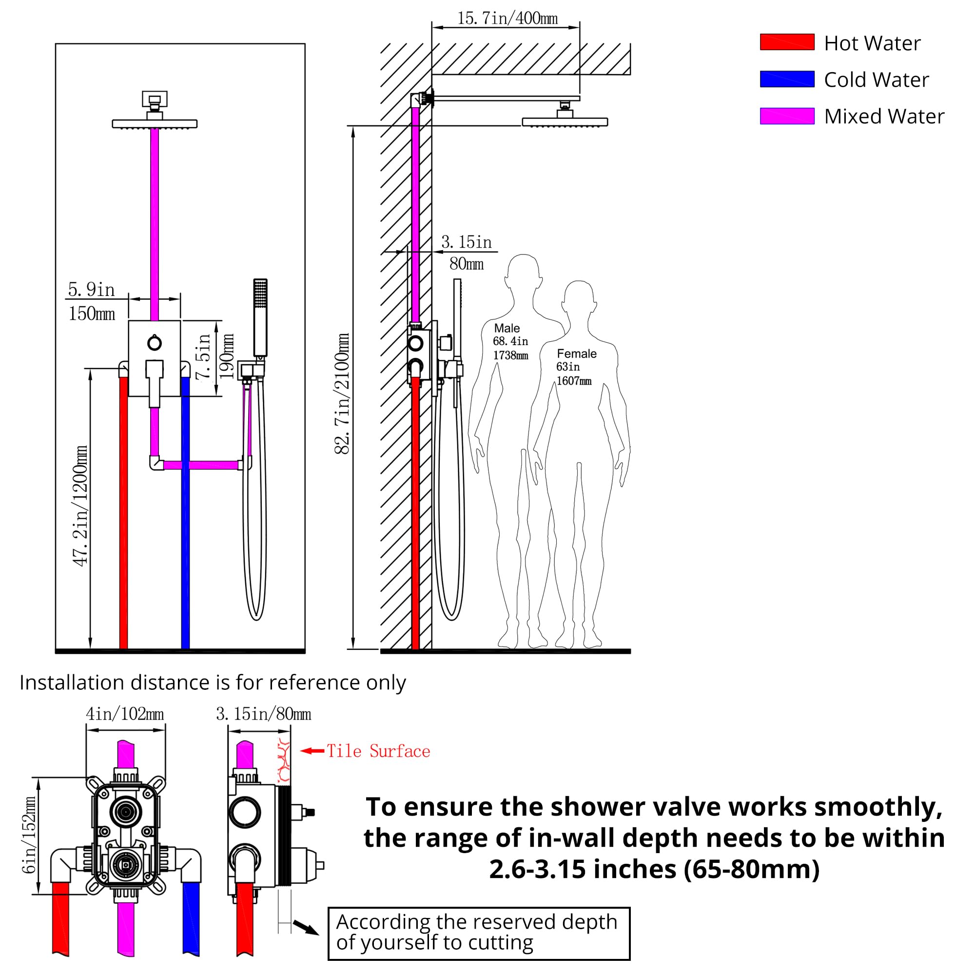 SKOWLL Rainfall Shower System - 10 Inch Wall Mounted Shower Head with Handheld Spray, Solid Brass Pressure Balancing Mixer Valve in Polished Chrome - Perfect for Luxurious Spa-Like Bathroom Experience