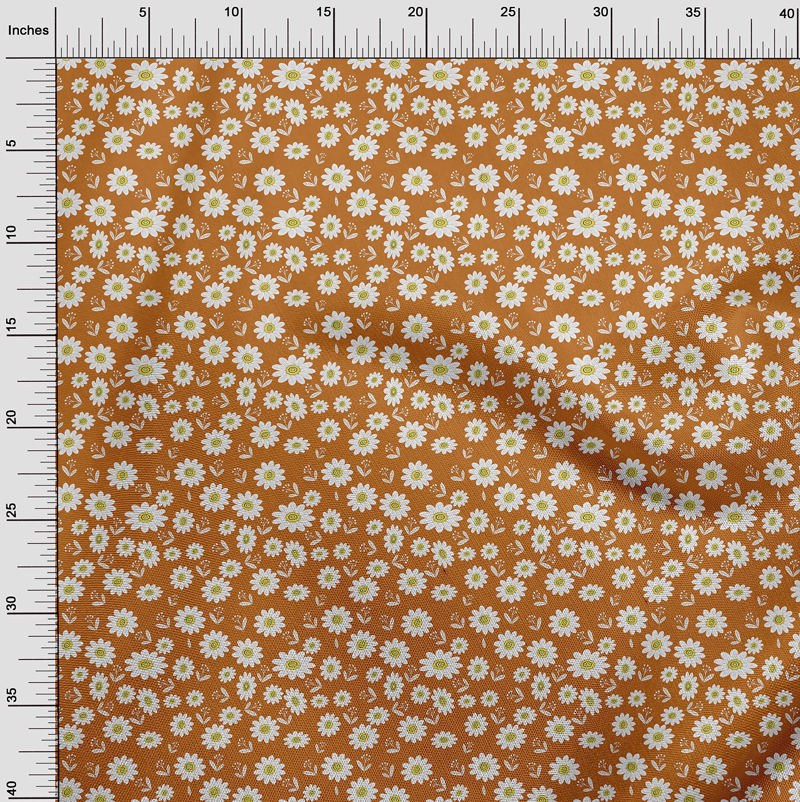 oneOone Georgette Viscose Orange Floral Print Fabric - 42 Inch Wide for Kids Clothing & DIY Sewing Projects | Soft, Lightweight Material for Dresses, Skirts & Craft Supplies by The Yard