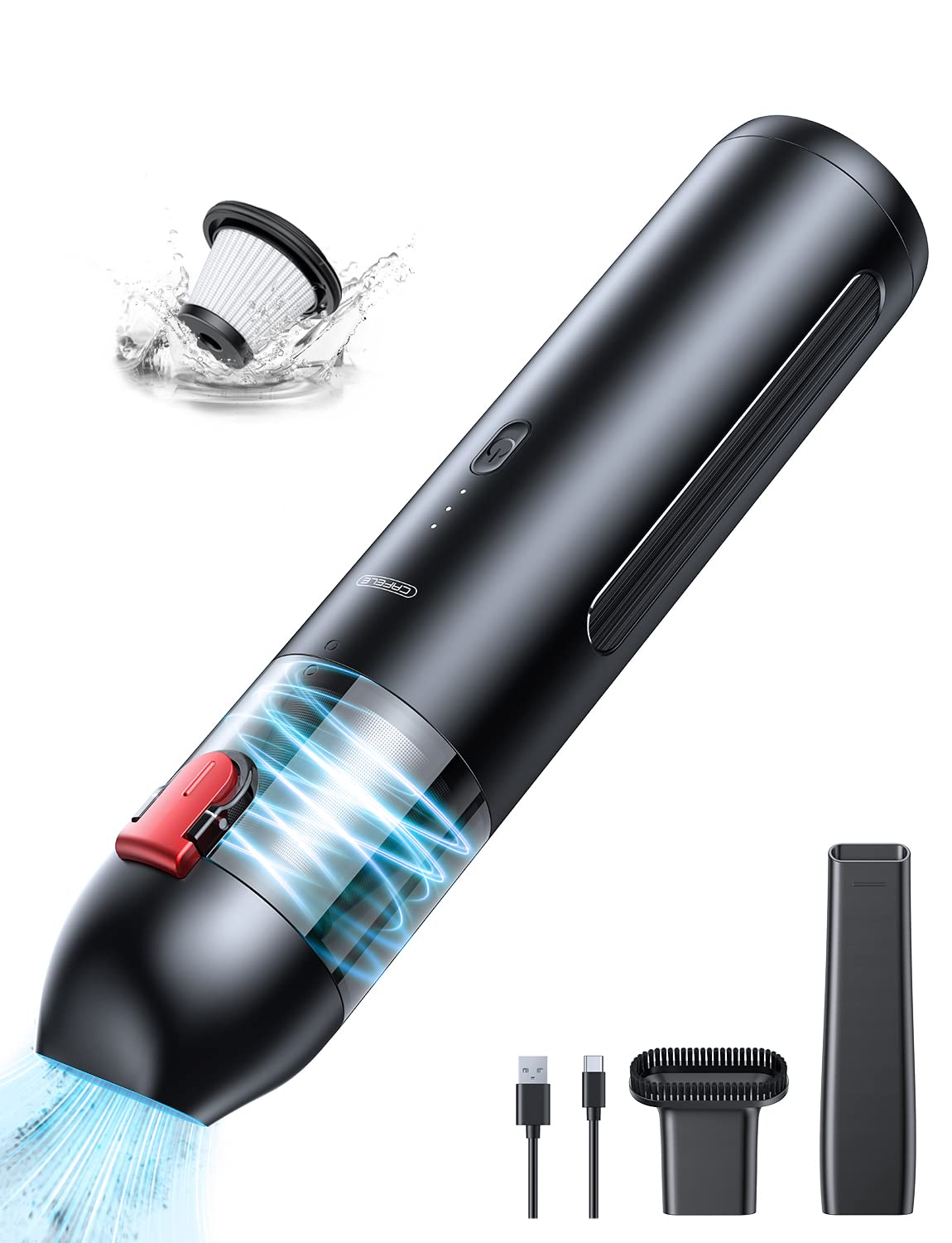 CAFELE Cordless Car Vacuum Cleaner - 3000/6000Pa Dual Suction Modes, Handheld Wireless Vacuum with 7500mAh Battery, HEPA Filter, USB Rechargeable | Portable Mini Vac for Pet Hair, Crumbs, Car Detailing & Home Cleaning | Ideal for Cars, Trucks, Boats & Office Use