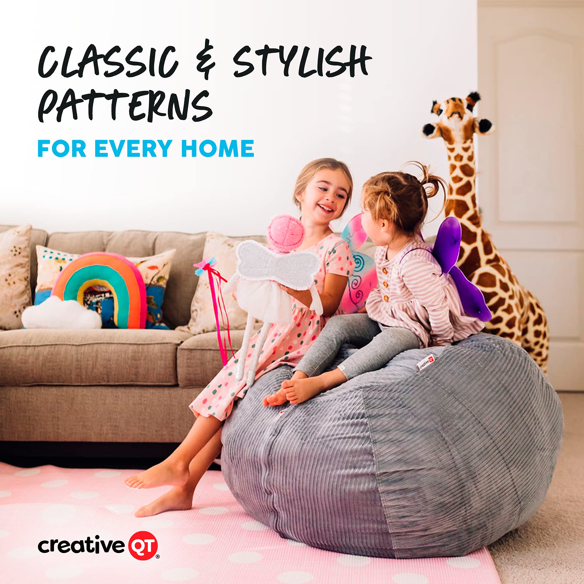 Extra Large 38'' Bean Bag Chair & Stuffed Animal Storage Cover - Creative QT Stuff 'n Sit Organizer for Kids' Bedroom, Toddler Toys & Plush (Hot Pink Corduroy) - Perfect for Playrooms, Daycare Centers & Cozy Reading Nooks