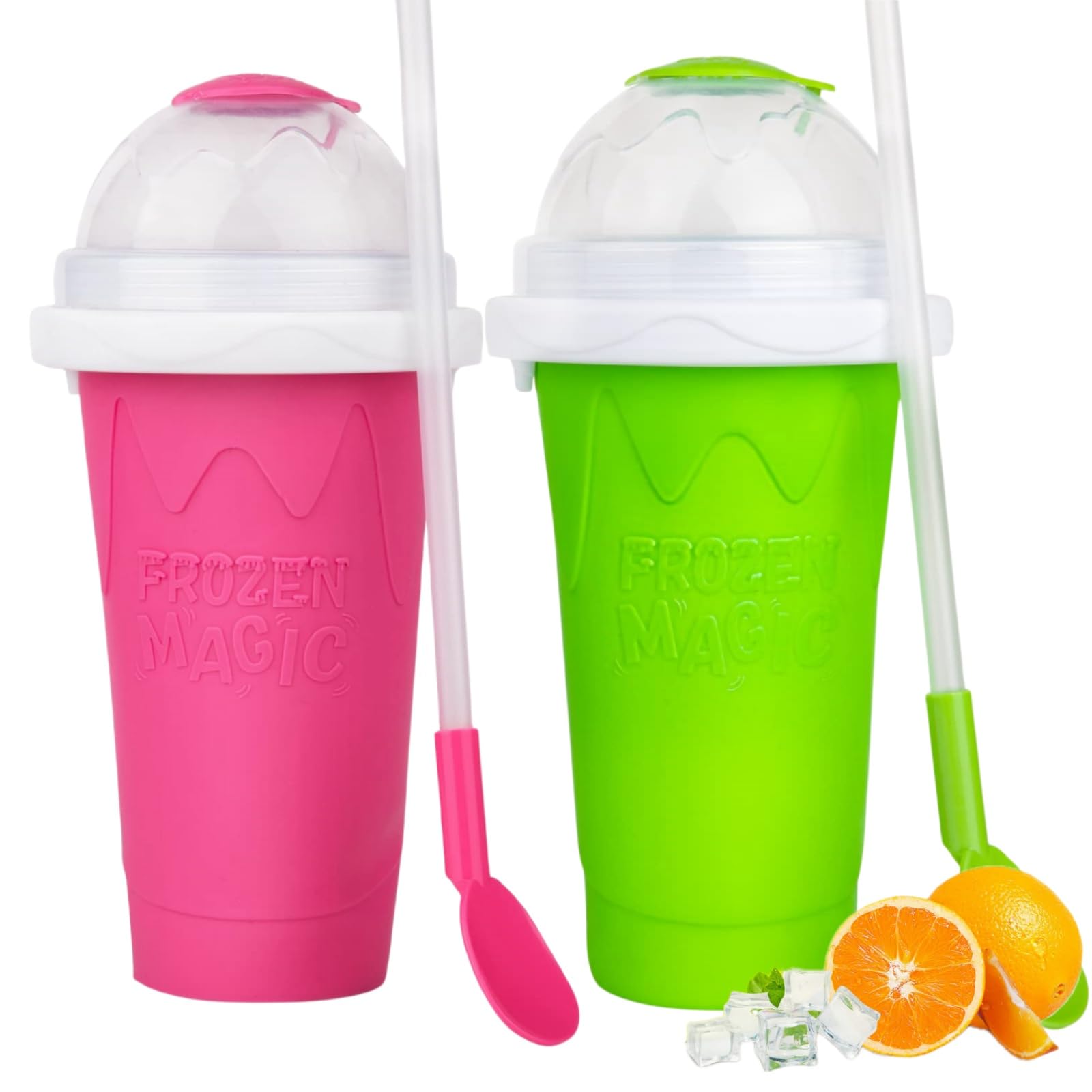 Magic Quick Frozen Smoothie Cup - DIY Slushie Maker for Home, Large Green & Red Slush Machine - Perfect for Summer Drinks, Kids Parties & Quick Frozen Treats