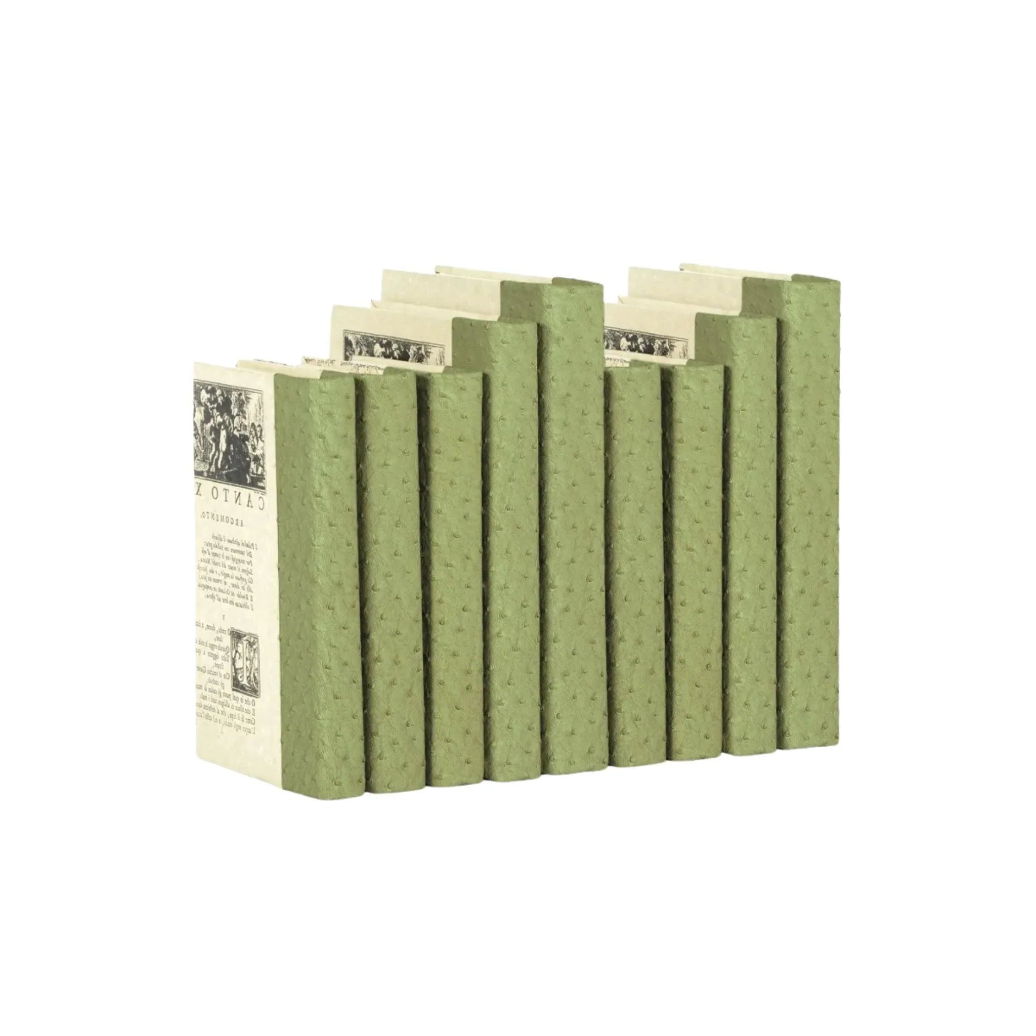 Decorative Books in Ostrich Moss - Elegant Home Decor for Bookshelves, Coffee Tables & Office Spaces