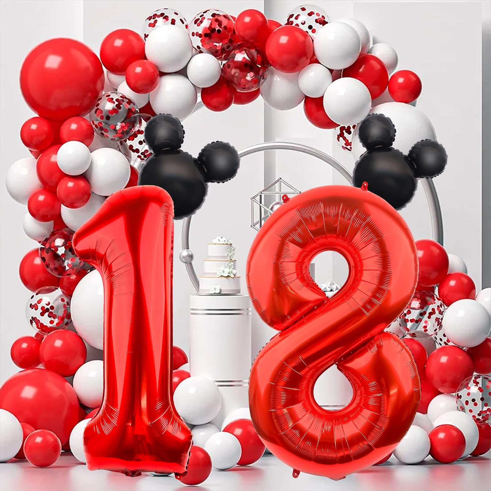 40 Inch Mickey Mouse Number 1 Balloon - Black & Red Giant Balloons for 1st Birthday, Baby Shower, Disney Clubhouse Theme Party Decorations | Perfect for Disney-Themed Celebrations, Nursery Decor, and Photobooth Backdrops
