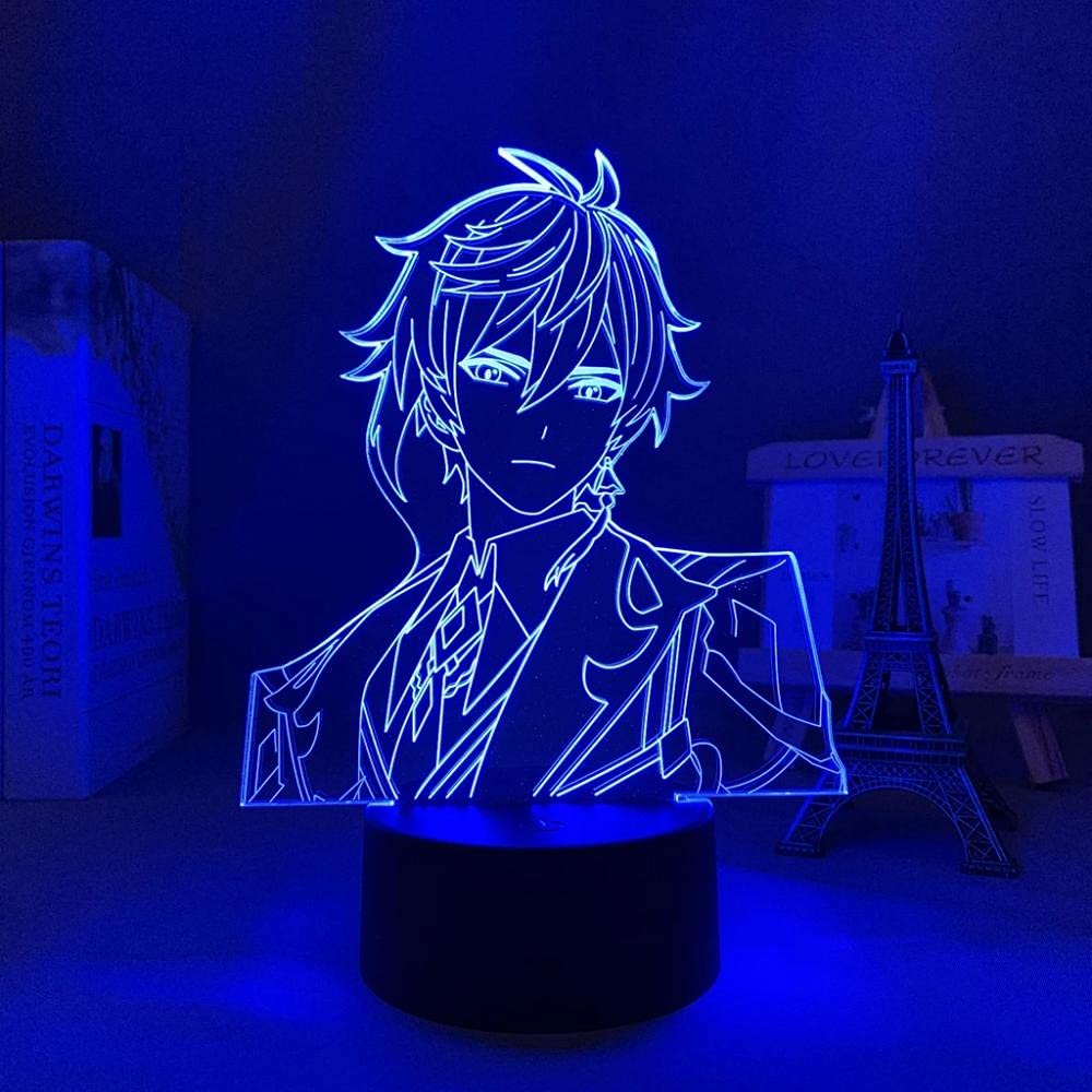 Genshin Impact Zhongli 3D LED Night Light - 16 Color Changing Table Lamp with Remote for Bedroom, Kids Room, Gaming Room - Perfect Home Decor, Christmas Gift for Fans