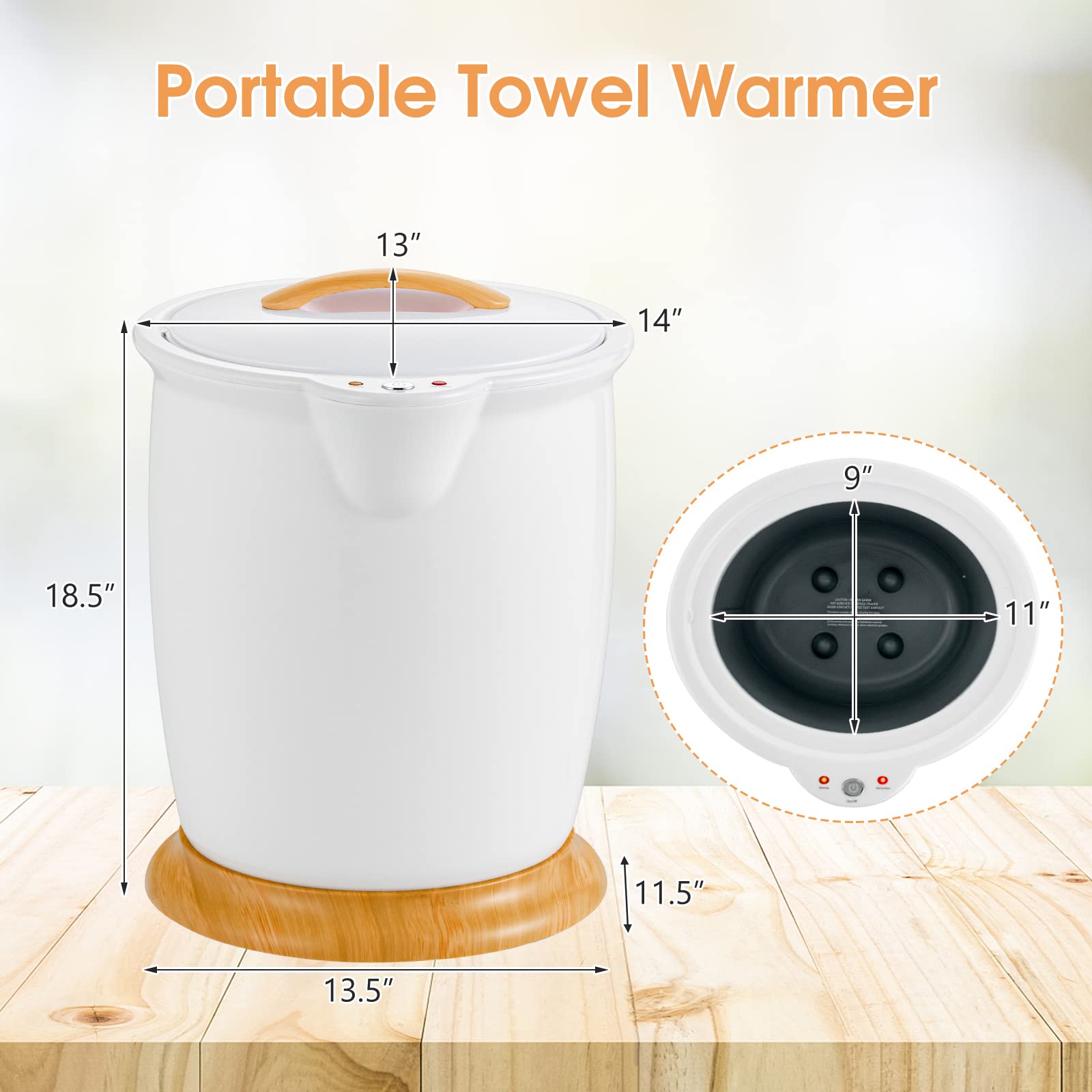 Tangkula 20L Luxury Electric Towel Warmer Bucket with Fragrance Holder - Removable Lid, One-Button Control & Auto Shut Off - Heats 2 Large 40