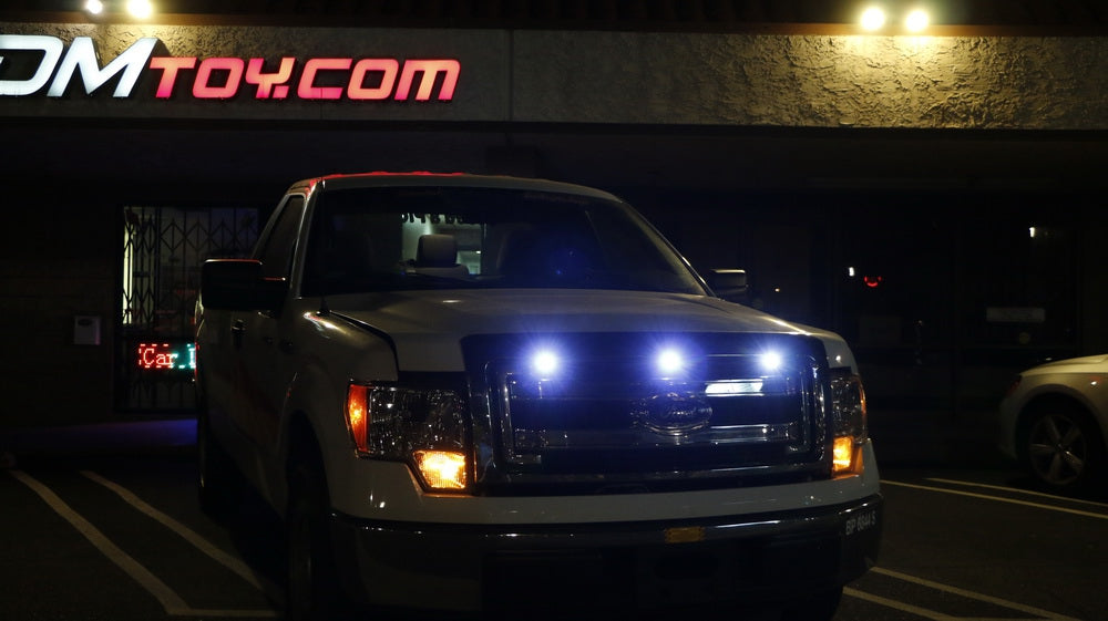 3pc Ford SVT Raptor Style LED White Grille Lighting Kit - Universal Fit for Trucks & SUVs | Off-Road, Night Driving & Custom Car Styling