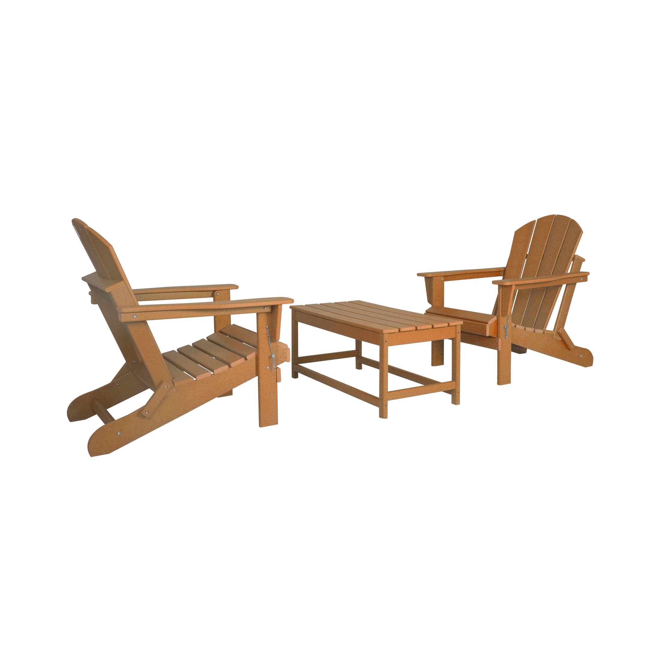 WestinTrends Malibu 3-Piece Outdoor Patio Furniture Set - All-Weather Plastic Adirondack Chairs (Set of 2) with Coffee Table for Porch, Lawn & Backyard - Orange | Perfect for Outdoor Relaxation, Garden Decor & Poolside Lounging