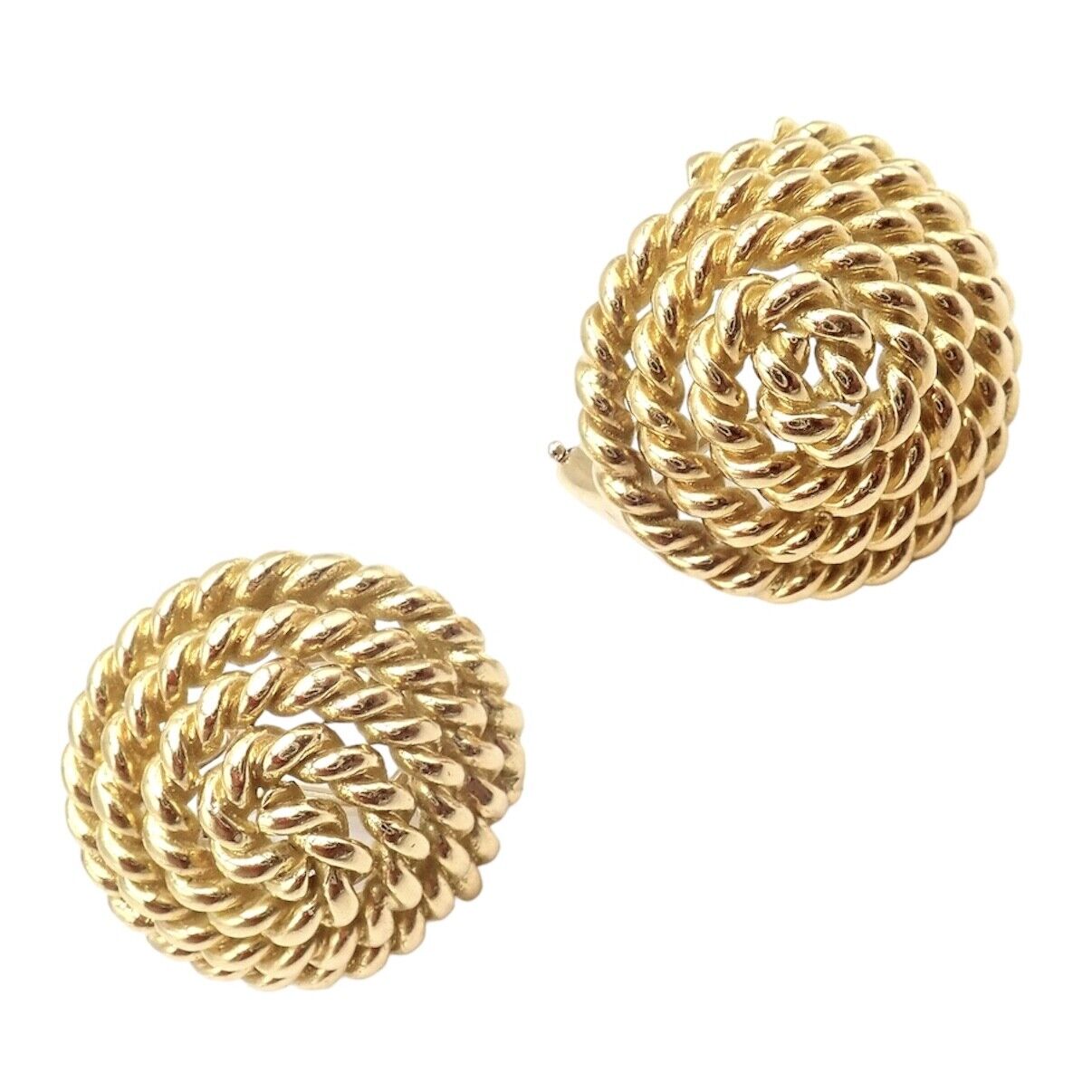 Authentic Vintage Tiffany & Co 18k Yellow Gold Large Coiled Rope Earrings - Luxury Jewelry for Women, Perfect for Weddings, Parties & Special Occasions