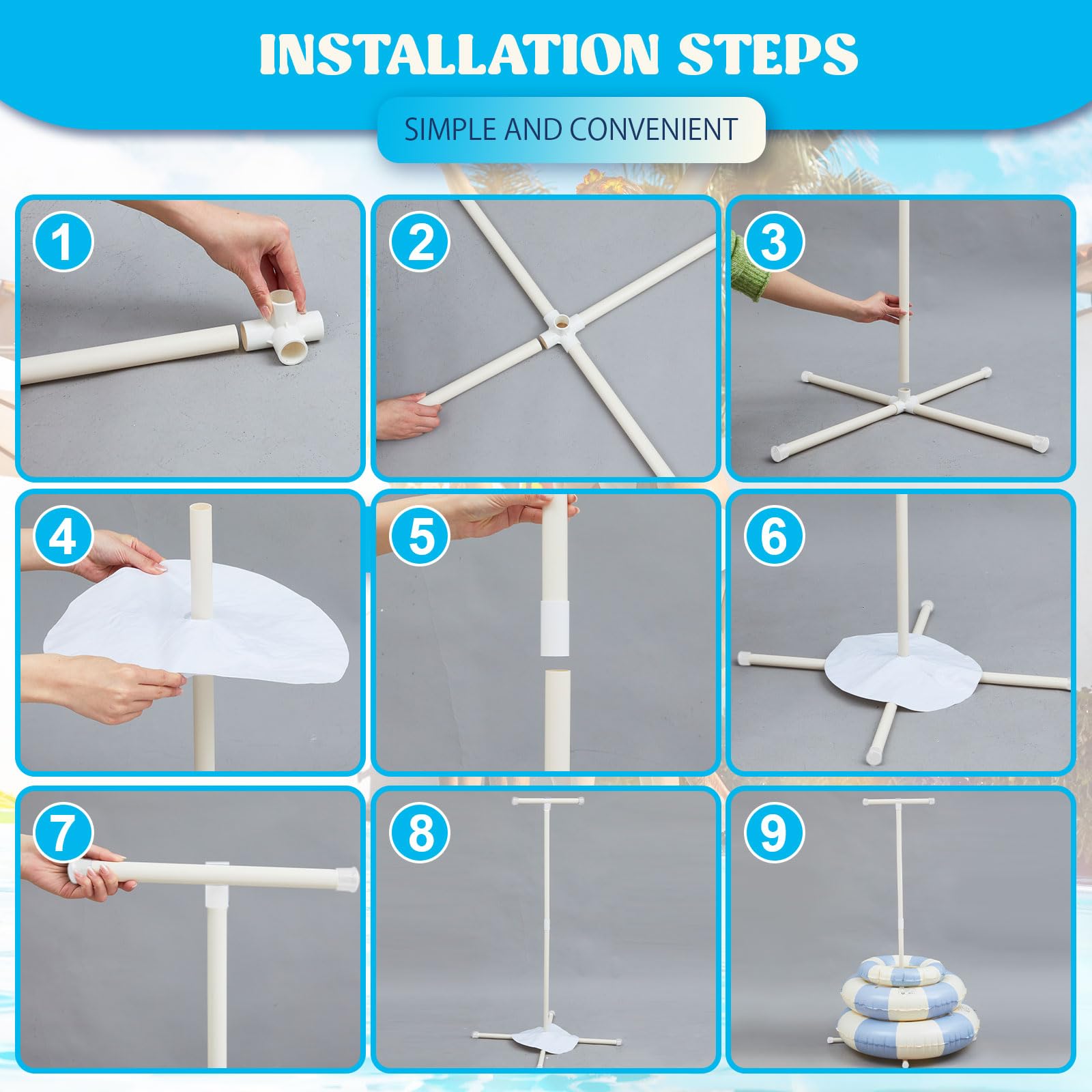2 Pack PVC Pool Float Storage Holder with Water Bag - 50
