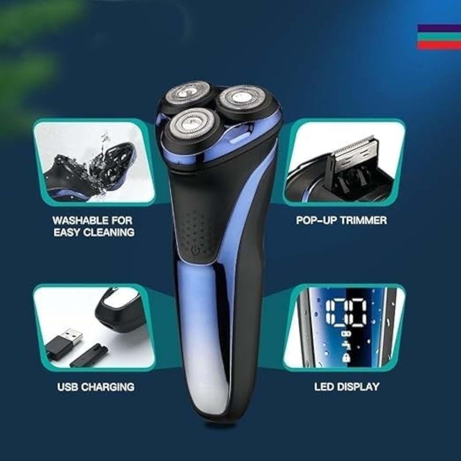 Premium 3D Floating Head Rotary Electric Shaver for Bald Men - Waterproof Rechargeable Beard Trimmer & Face Shaving Machine for Smooth Shaving at Home, Travel & Gym Use