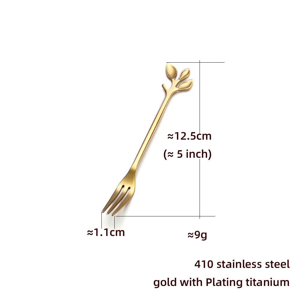8-Piece Gold Dessert Forks Set - 5 Inch Modern Stainless Steel Tea Forks, Small Cake & Fruit Forks for Parties, Weddings & Events - Elegant 3-Tine Silverware (Dishwasher Safe) - Perfect for Afternoon Tea, Dessert Buffets & Wedding Receptions