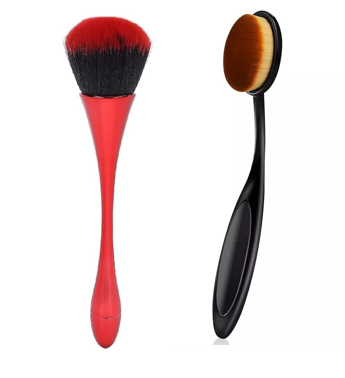 Oval Makeup Brush for Blending Foundation & Powder - Soft Dark Pink (Pack of 2) - Perfect for Flawless Makeup Application