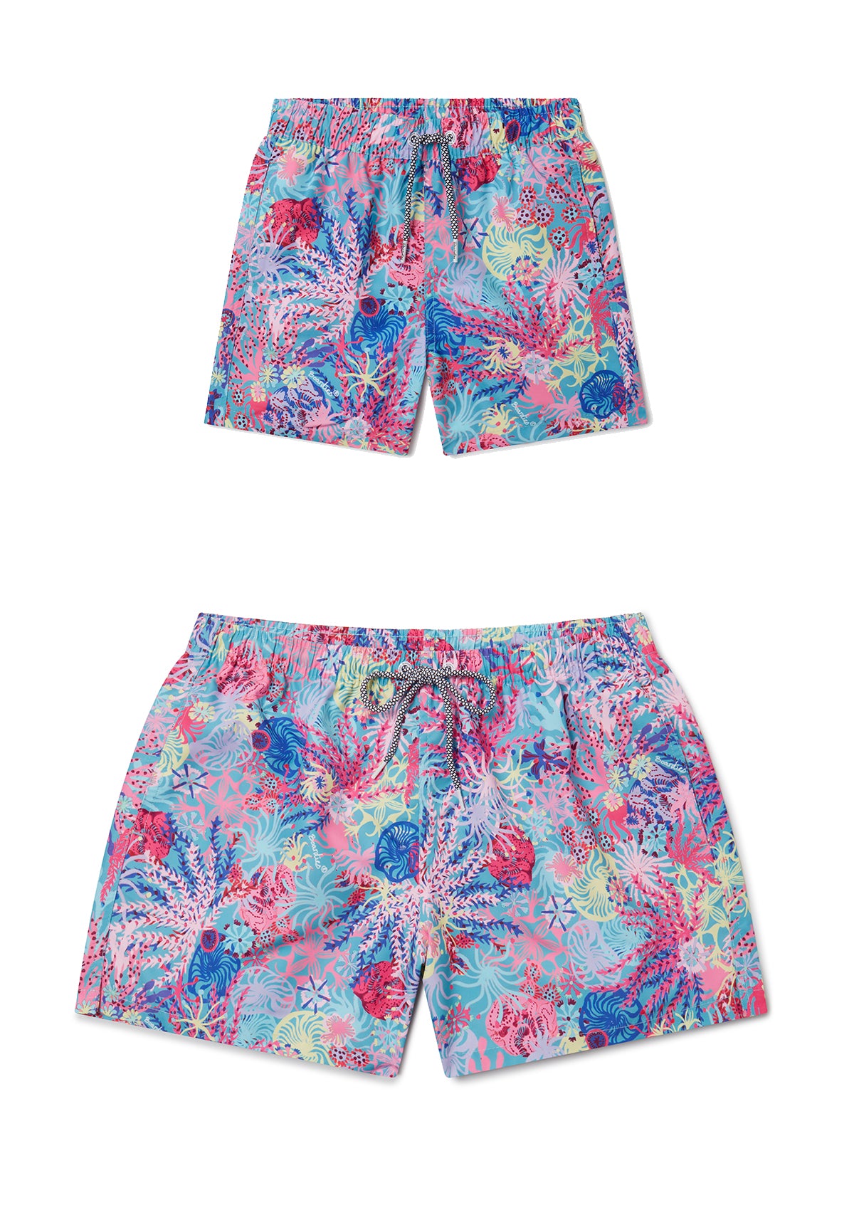 **Stylish Coral Swim Shorts for Women & Boys - Matching Mother & Son Swimwear Set for Beach, Pool & Summer Vacations**