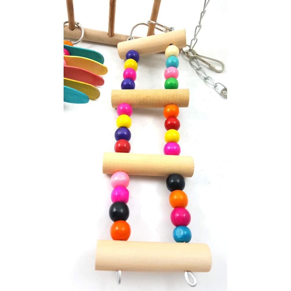 VILLCASE Wooden Parrot Toys for Small Birds - Chewable Parakeet Cage Accessories with Bamboo Swing, Stair Stand & Hammock | Perfect for Cockatiels, Lovebirds & Conures in Bird Cages - Stimulating Play & Exercise Toys