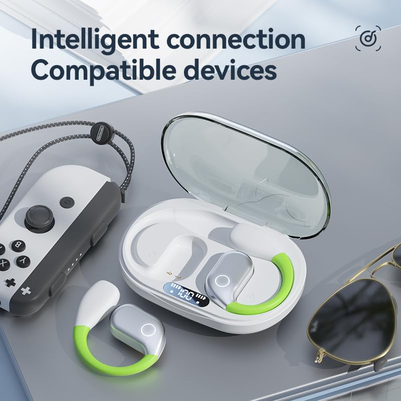 AI Translation Earbuds with 144 Languages Real-Time OWS Open-Ear Bluetooth Headphones - Wireless Translator for iPhone & Android (White) - Perfect for Travel, Business Meetings & Language Learning