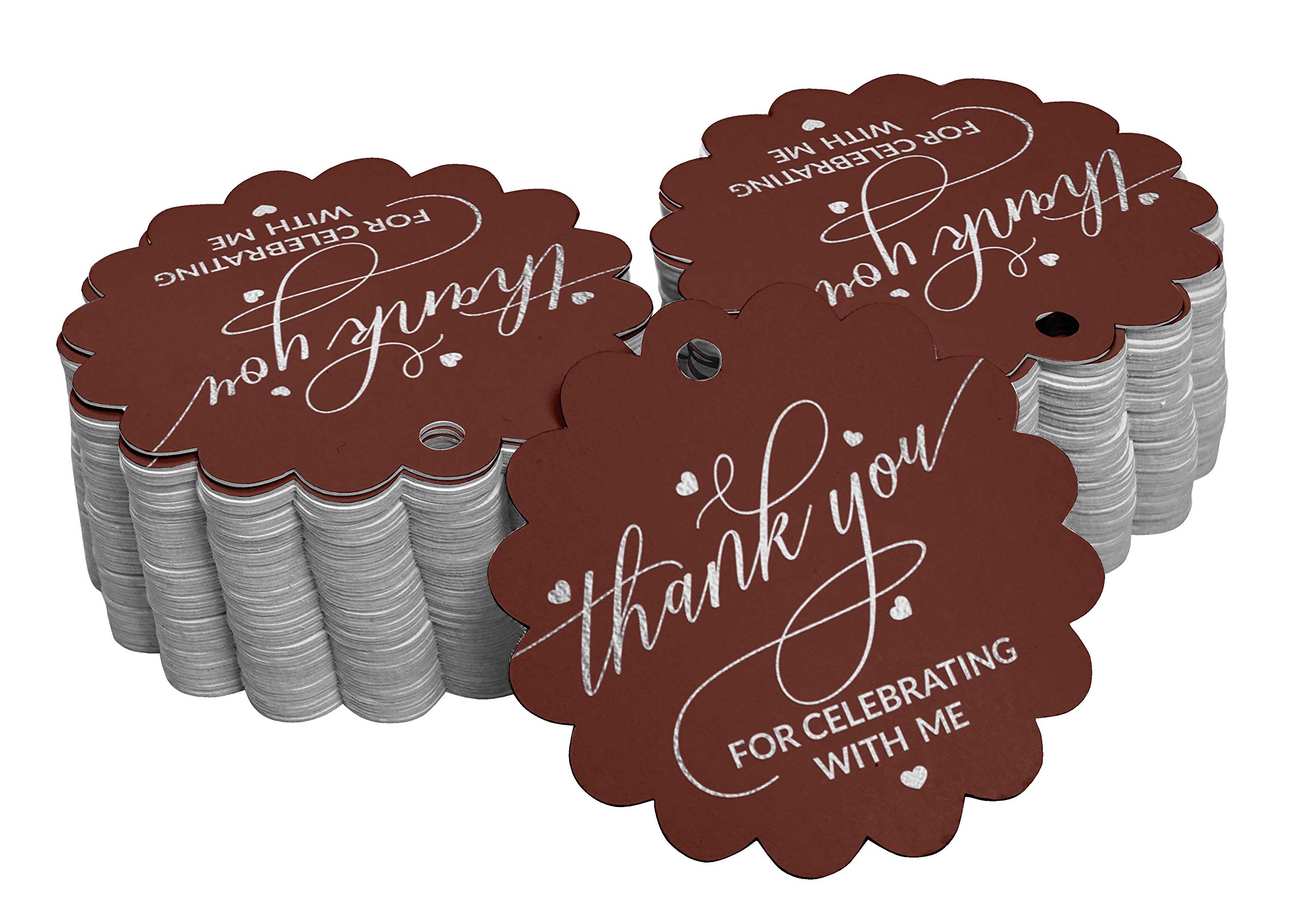 100 Pack Real Silver Foil Thank You Tags for Birthday Party Favors - Elegant Celebration Gift Tags for Wedding, Baby Shower & Special Events