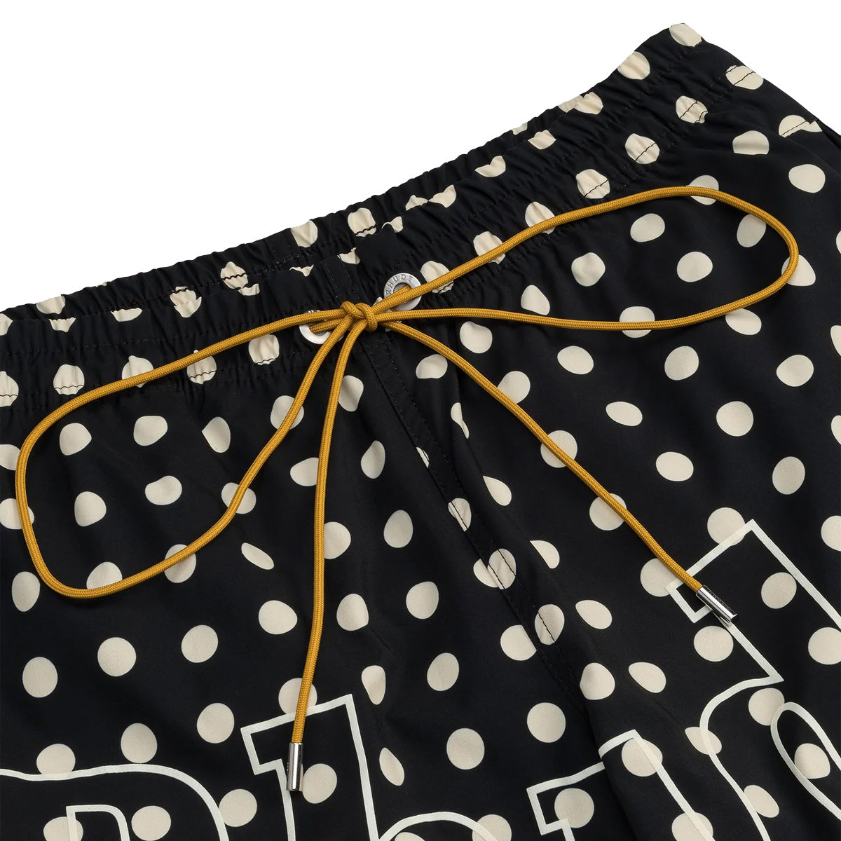 Stylish Logo Polka Dot Swim Shorts for Men - Black & White Print - Perfect for Beach, Pool, and Summer Vacations