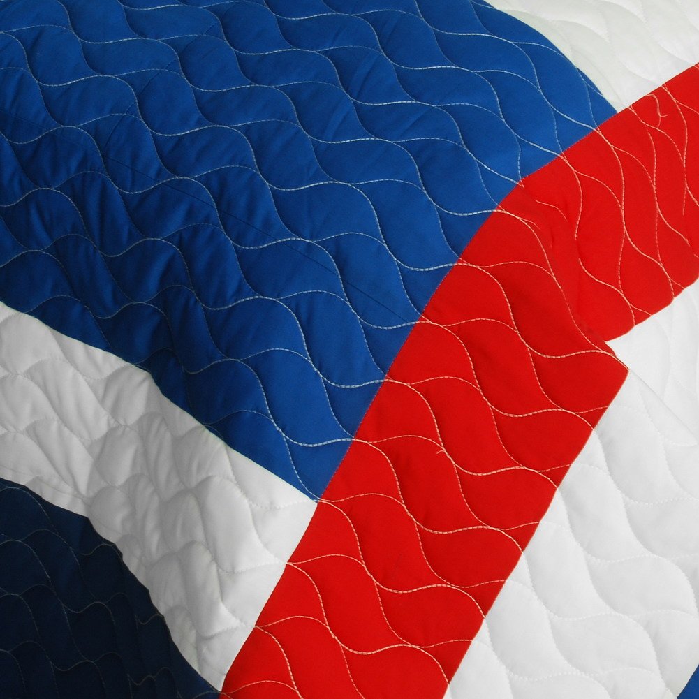 Navy Blue Vermicelli Quilted Patchwork Geometric Bedding Set - Full/Queen Size, Soft & Stylish for Modern Bedroom Decor