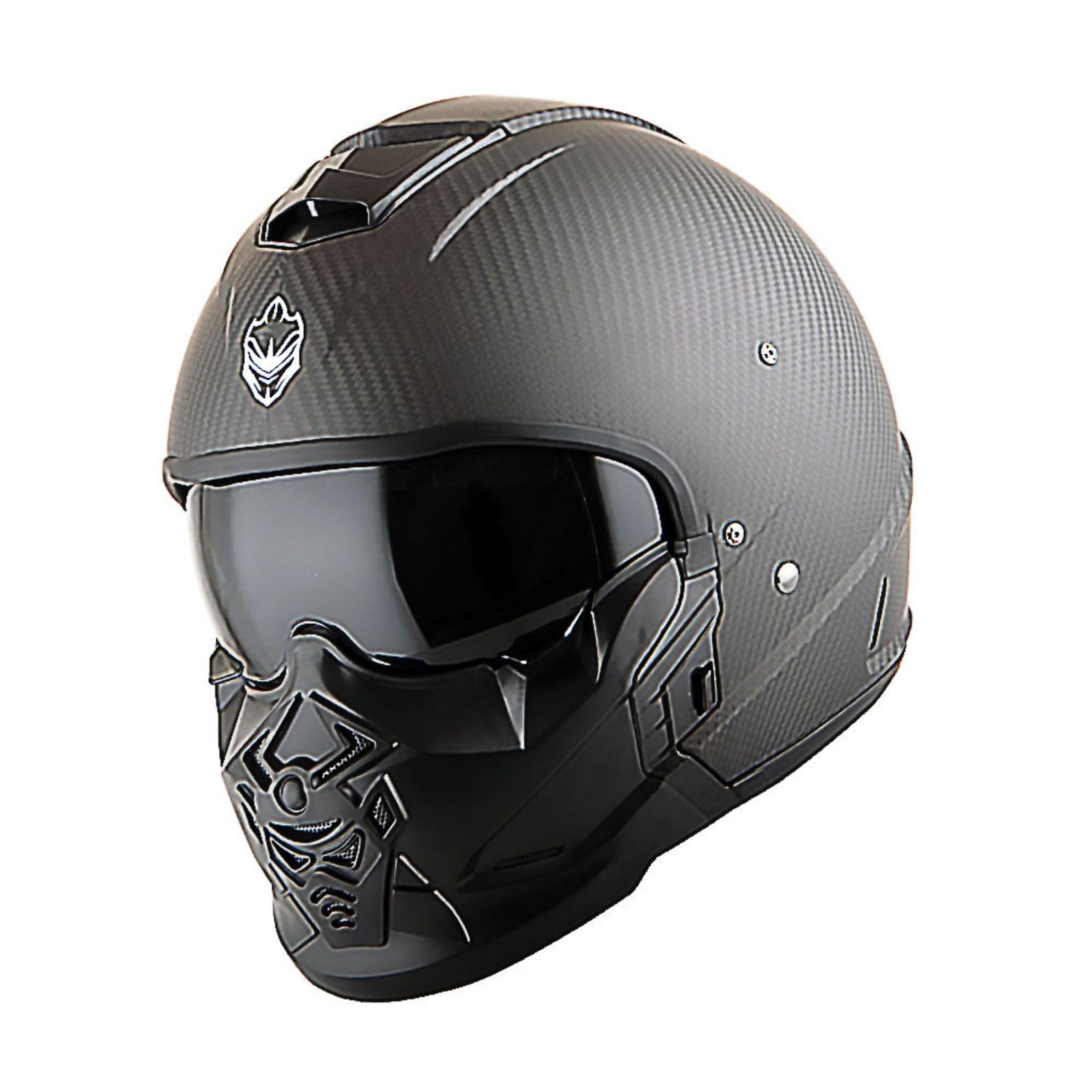 Martian Genuine Carbon Fiber Motorcycle Helmet HB-B2 - DOT Approved Full Face & Open Face Glossy Black - Lightweight & Durable for Street Riding, Racing & Cruising