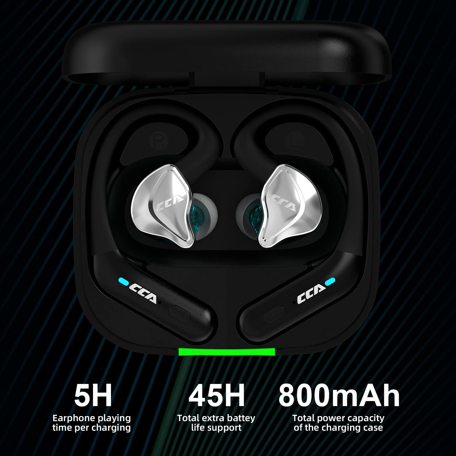 CCA BTX TWS Bluetooth 5.2 Wireless Earbuds Adapter with AptX HiFi Audio & Built-in Mic - Compatible with C12 & Other In-Ear Headphones for Gym, Running & Commuting