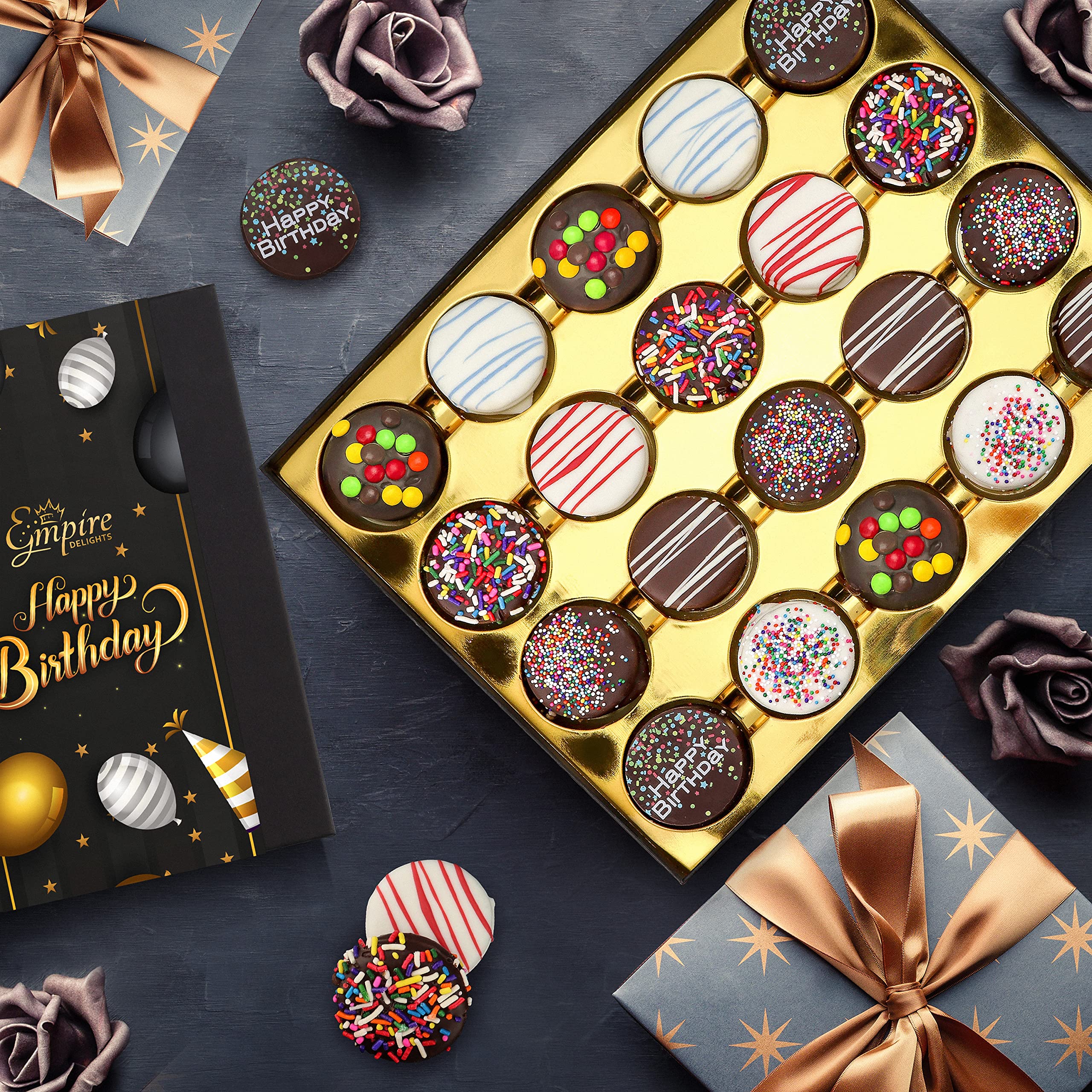 Gourmet Chocolate Cookies Birthday Gift Basket for Men & Women - 20 Count Deluxe Chocolate Gift Box by Empire Delights | Perfect for Birthday Celebrations, Corporate Gifts & Holiday Treats