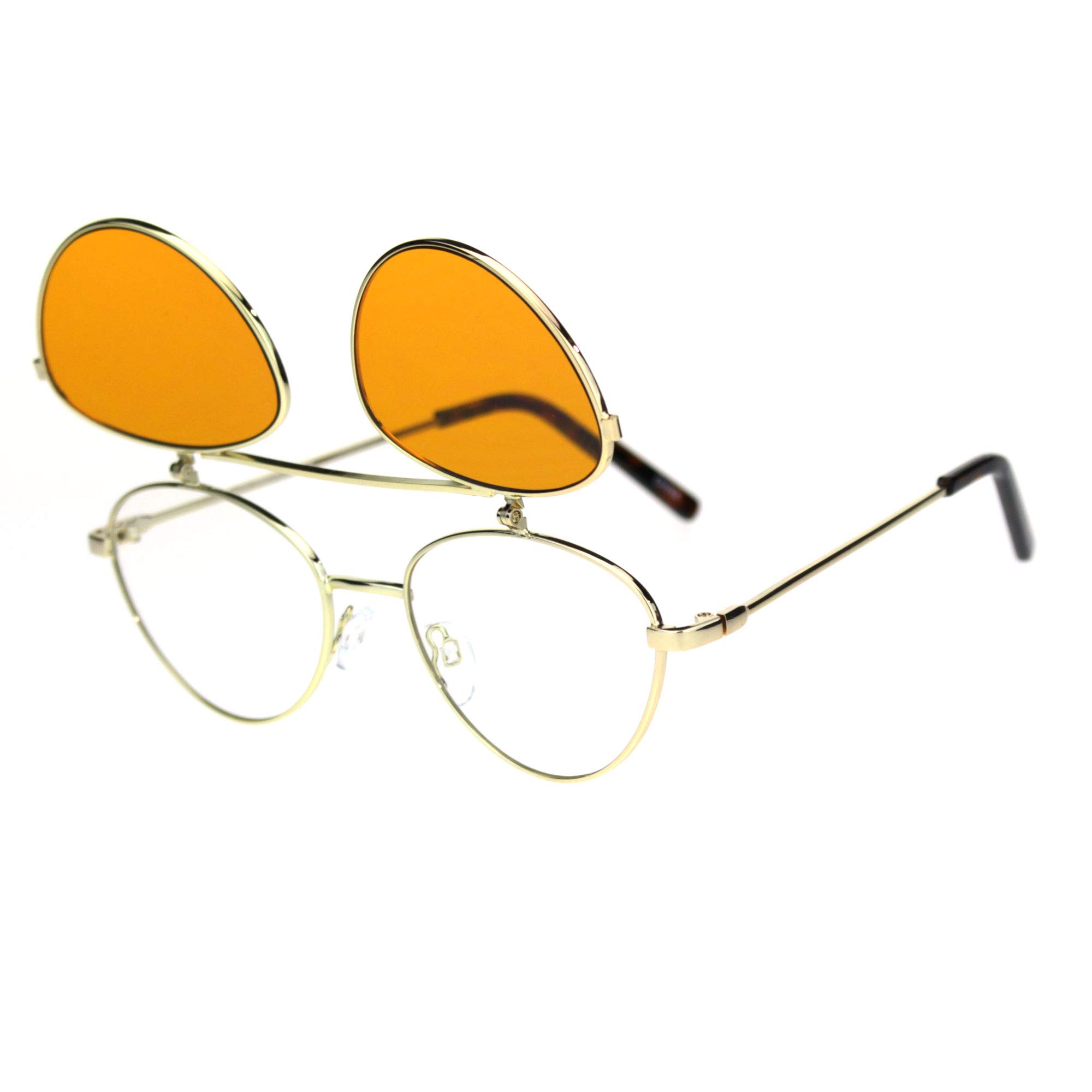 SA106 Vintage Hipster Hippie Pop Color Flip Up Lens Pimp Daddy Sunglasses - Retro Style for Men & Women - Perfect for Music Festivals, Beach Parties & Outdoor Adventures