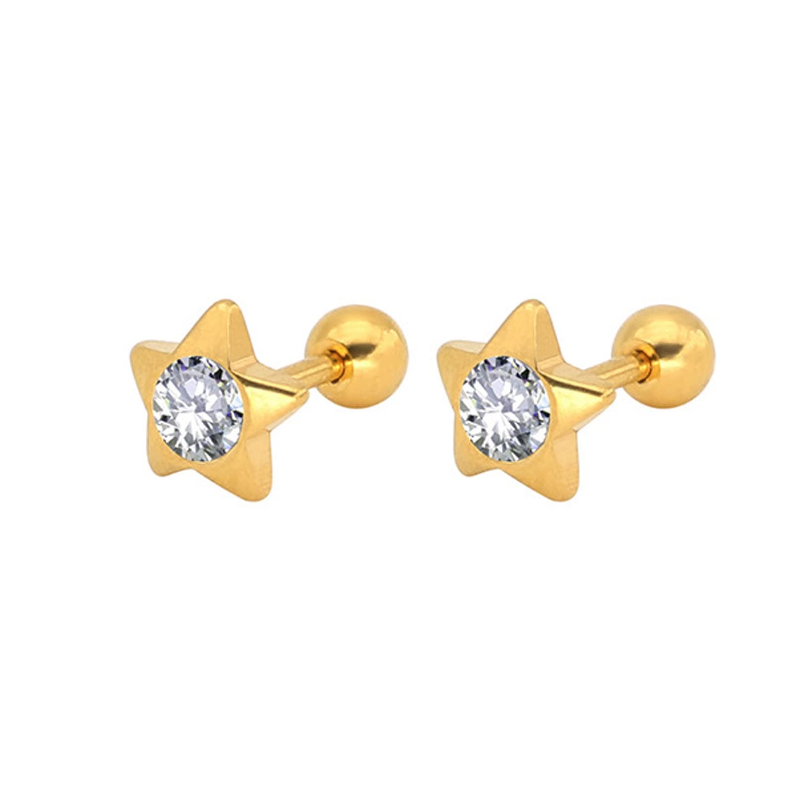 Gold Stud Earrings for Men & Women - Hypoallergenic Surgical Stainless Steel Star Earrings with Cubic Zirconia | Perfect for Everyday Wear, Gifts & Special Occasions