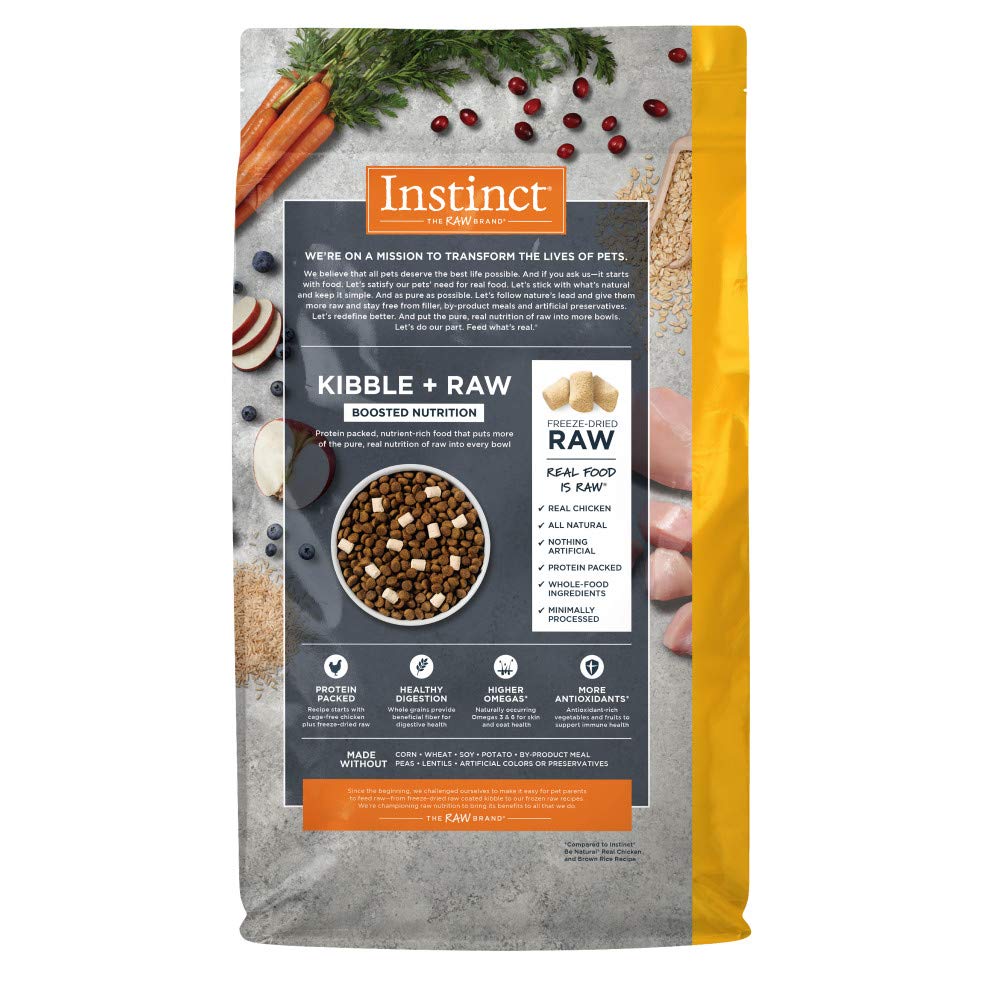 Instinct Raw Boost Whole Grain Chicken & Brown Rice Dry Dog Food - 4.5 lb Bag - High Protein Grain Free Kibble for Adult Dogs - Perfect for Active Pets & Weight Management